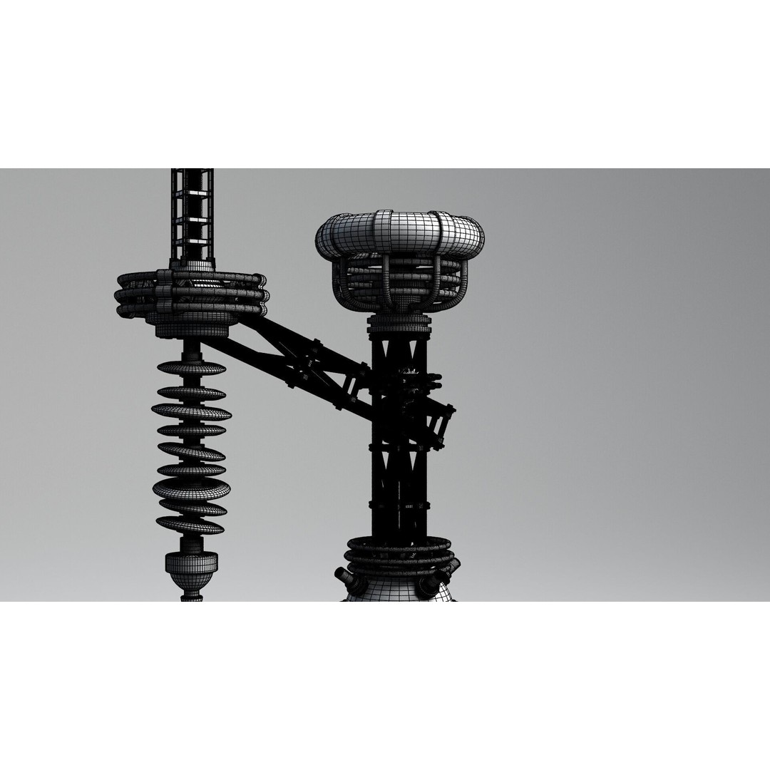 Tesla Coil 3D Model – Retro Laboratory Asset, PBR Textures