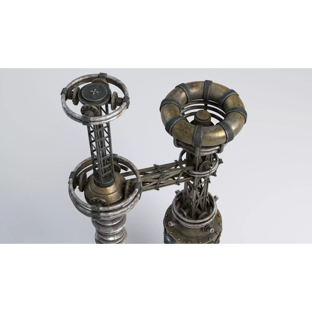 Tesla Coil 3D Model – Retro Laboratory Asset, PBR Textures - View 2