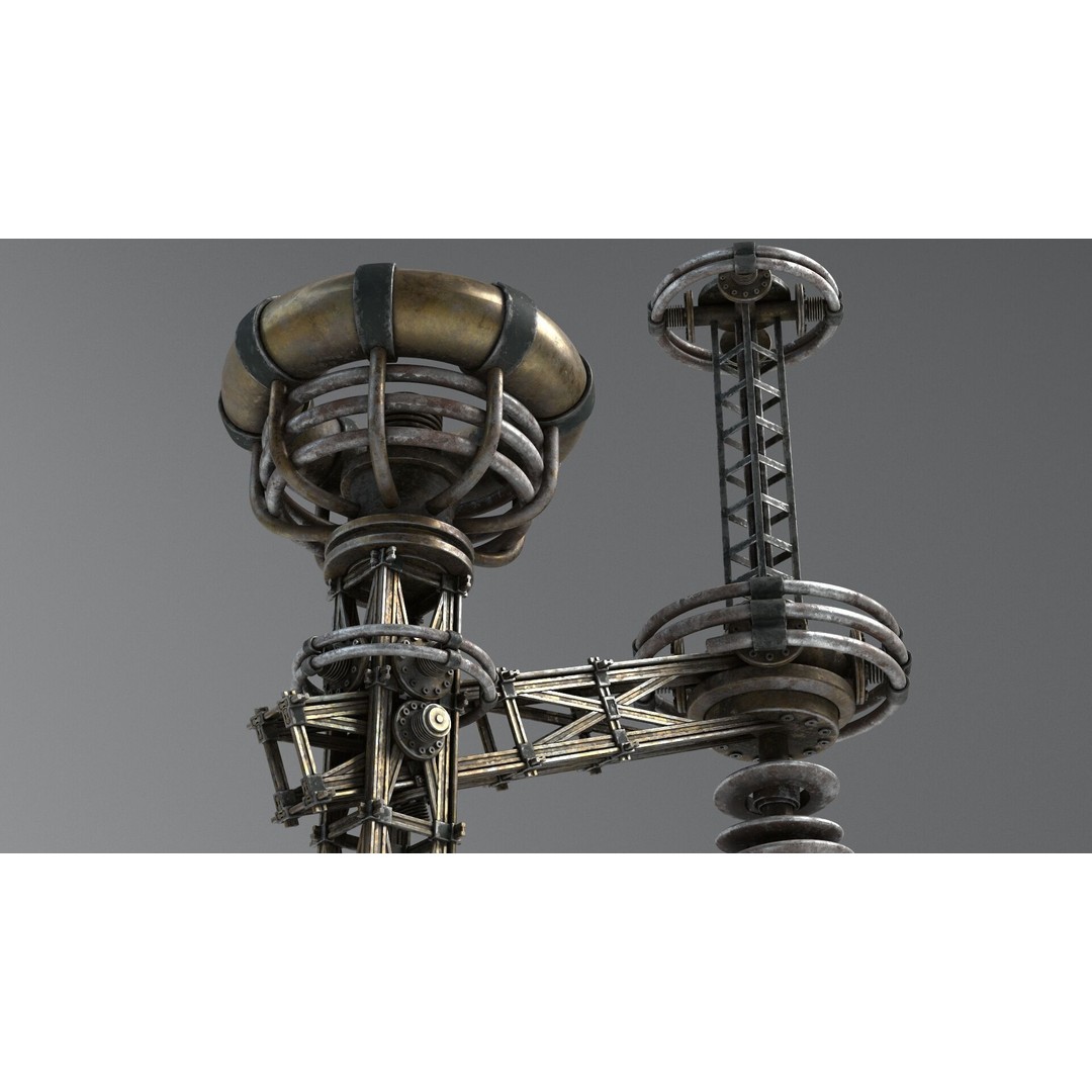Tesla Coil 3D Model – Retro Laboratory Asset, PBR Textures - View 4