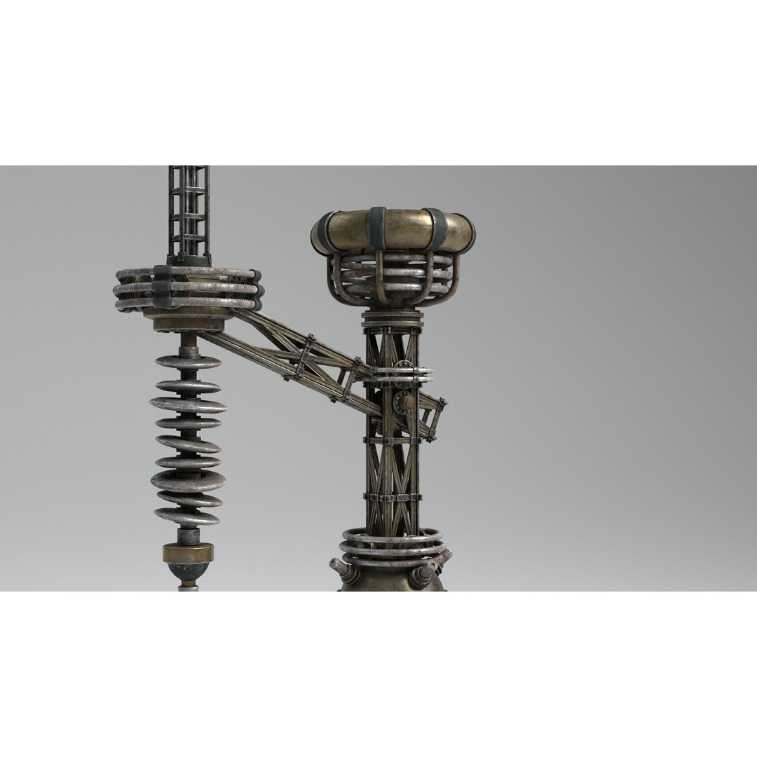 Tesla Coil 3D Model – Retro Laboratory Asset, PBR Textures - View 7