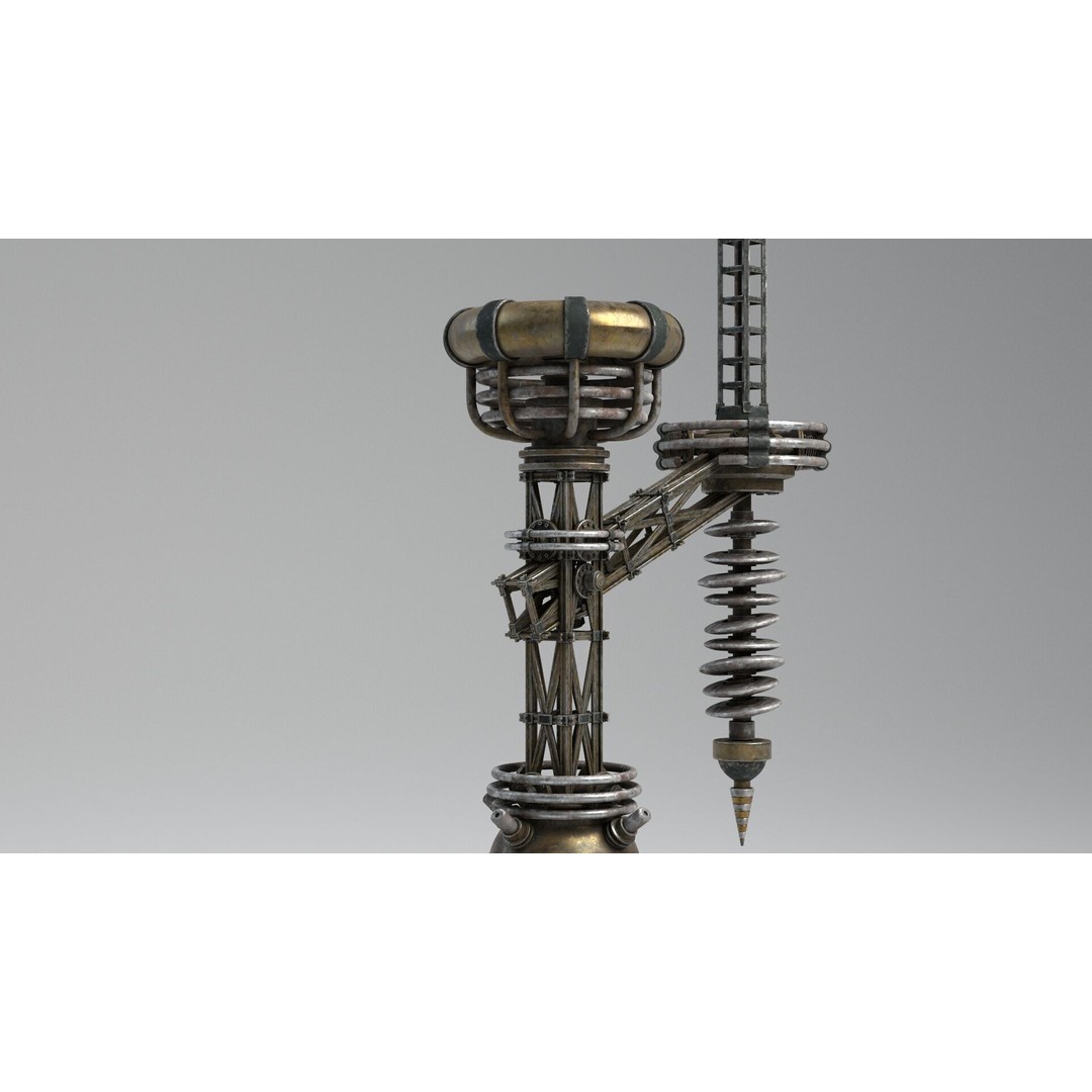 Tesla Coil 3D Model – Retro Laboratory Asset, PBR Textures - View 8