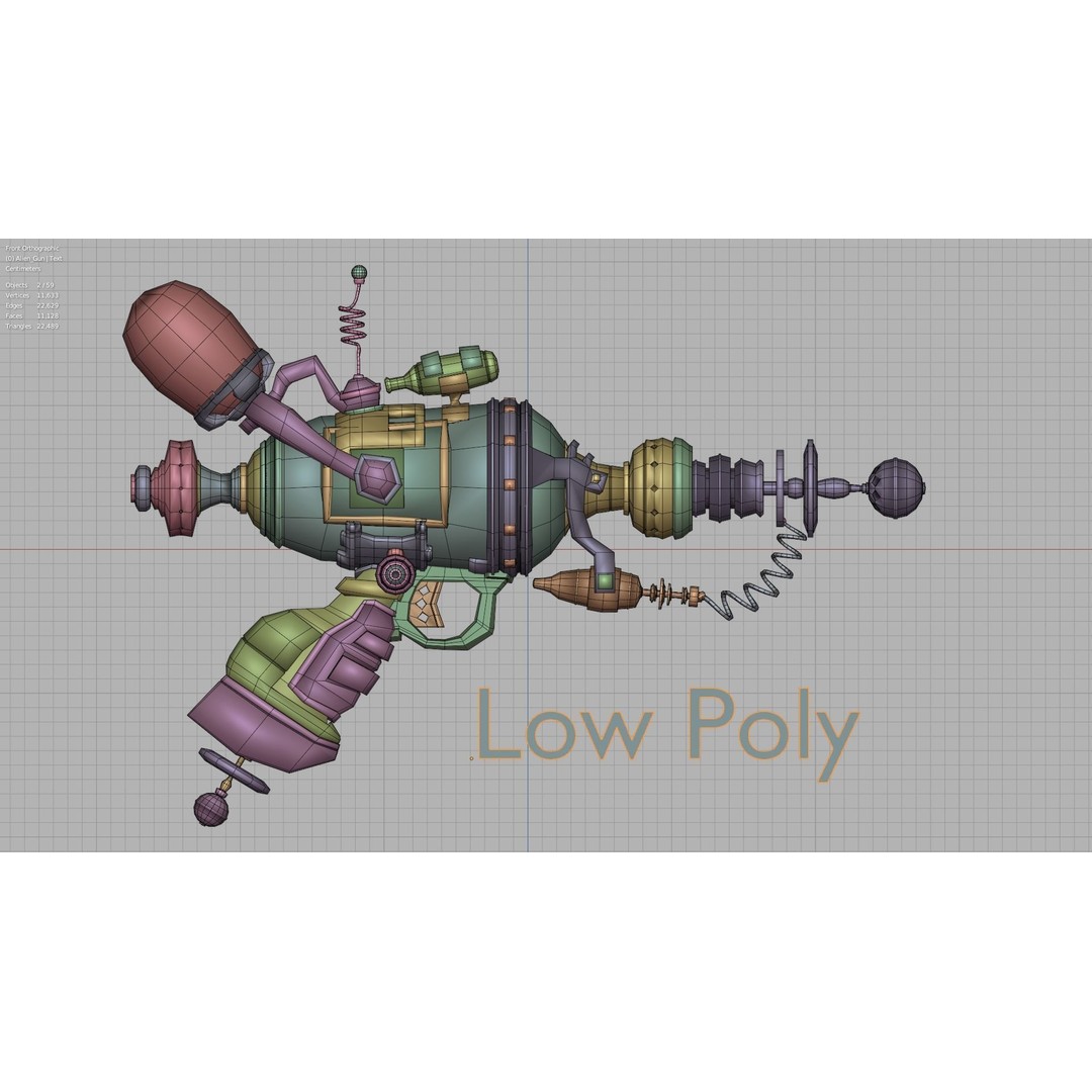 Alien Gun 3D Model – Futuristic Weapon, PBR Textures, FBX, OBJ