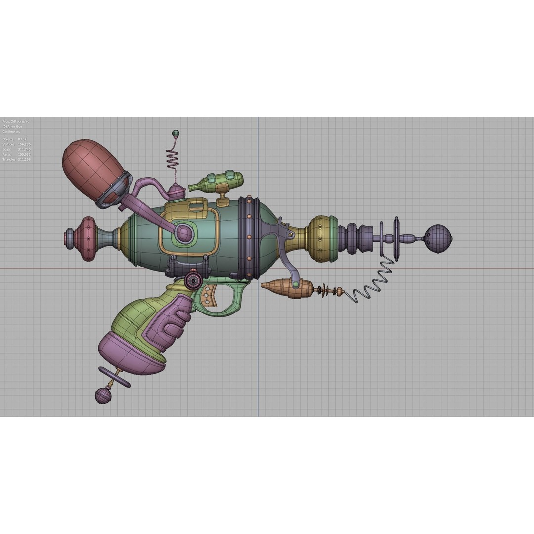 Alien Gun 3D Model – Futuristic Weapon, PBR Textures, FBX, OBJ - View 10