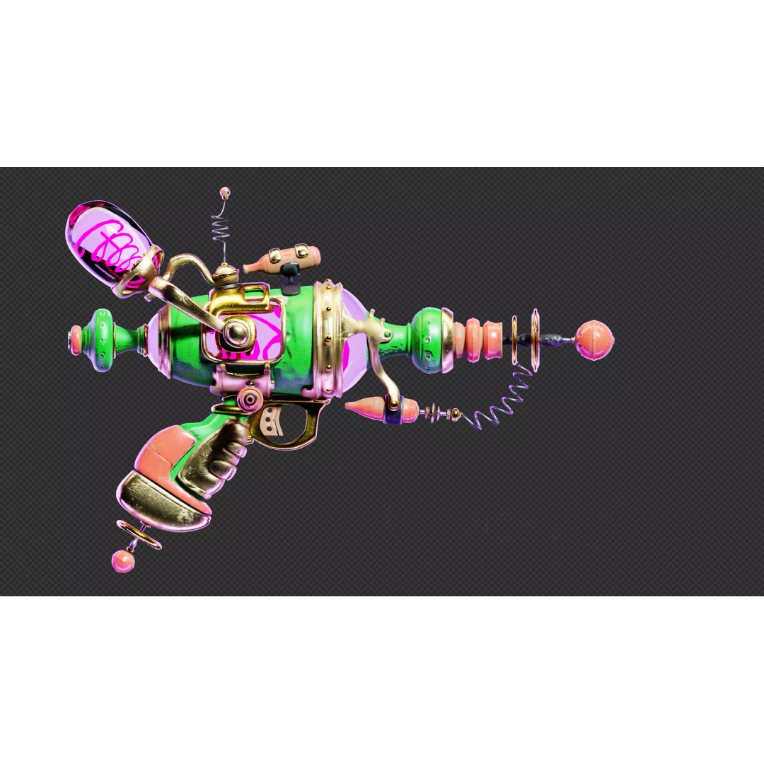 Alien Gun 3D Model – Futuristic Weapon, PBR Textures, FBX, OBJ - View 2