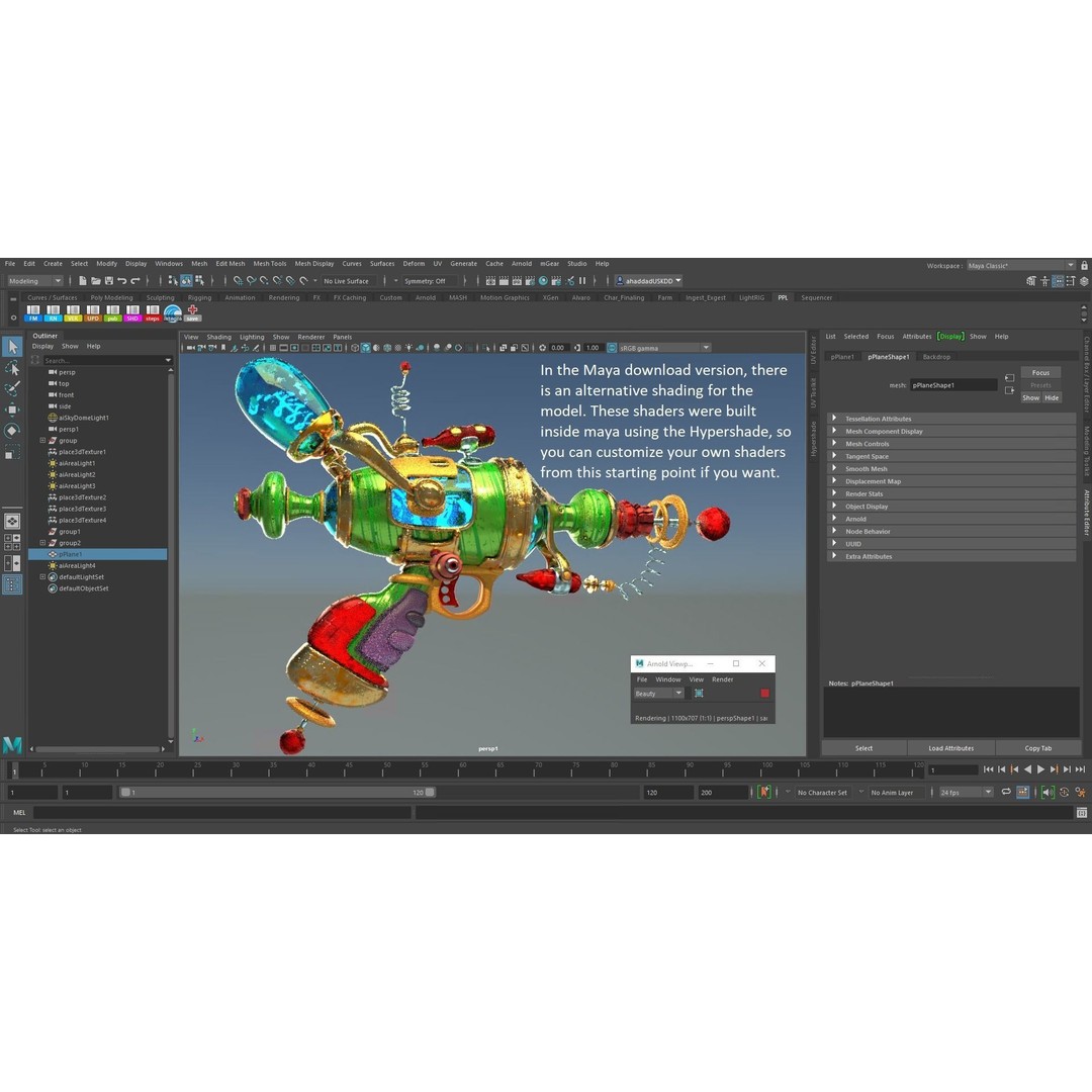 Alien Gun 3D Model – Futuristic Weapon, PBR Textures, FBX, OBJ - View 5