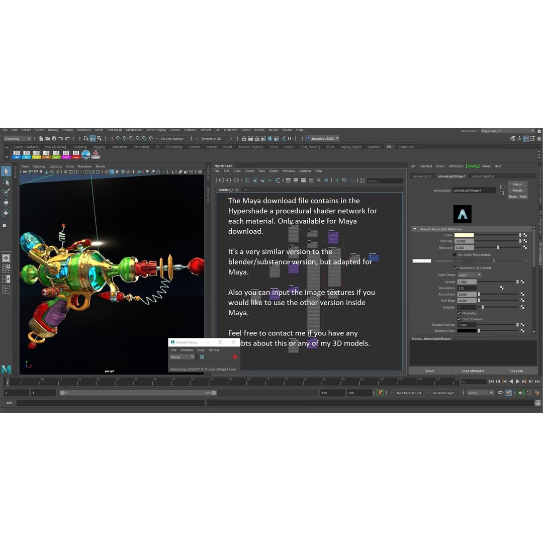 Alien Gun 3D Model – Futuristic Weapon, PBR Textures, FBX, OBJ - View 6