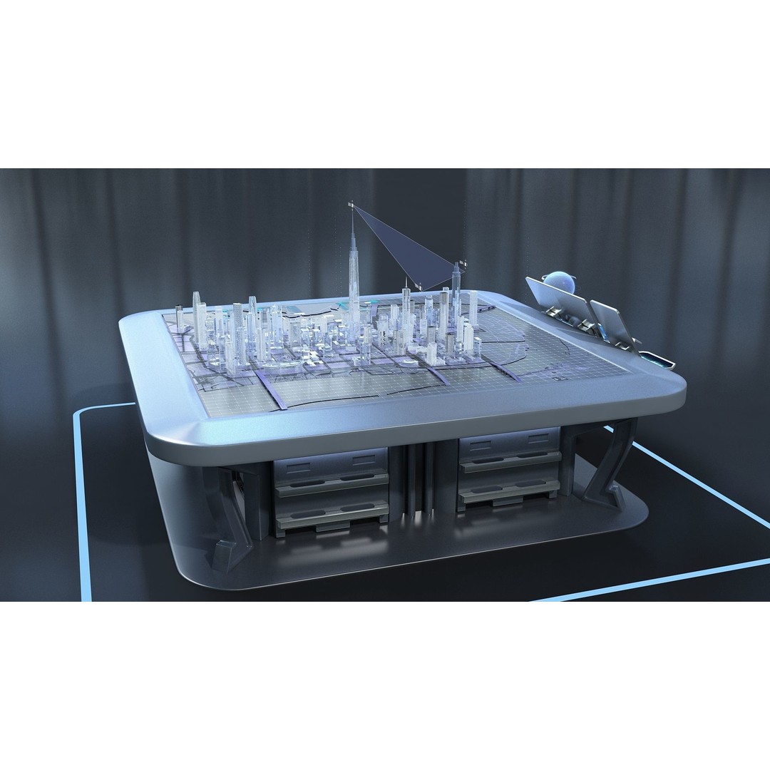 Sci-fi Holographic Table 3D Model – Futuristic Control Console, FBX - View 10