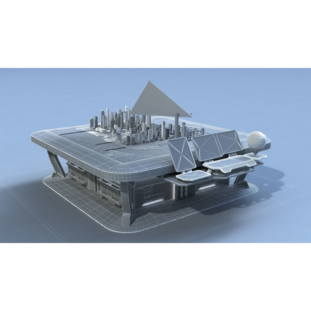 Sci-fi Holographic Table 3D Model – Futuristic Control Console, FBX - View 11