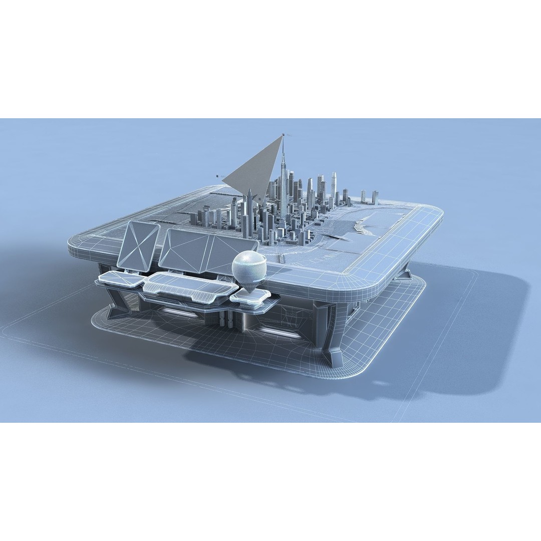 Sci-fi Holographic Table 3D Model – Futuristic Control Console, FBX - View 17