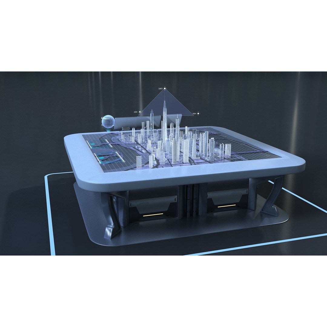 Sci-fi Holographic Table 3D Model – Futuristic Control Console, FBX - View 3