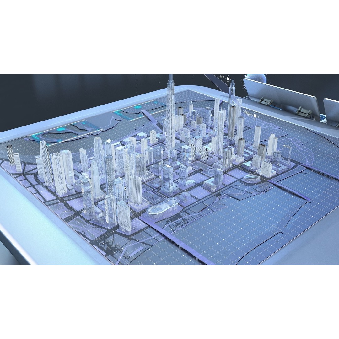 Sci-fi Holographic Table 3D Model – Futuristic Control Console, FBX - View 5