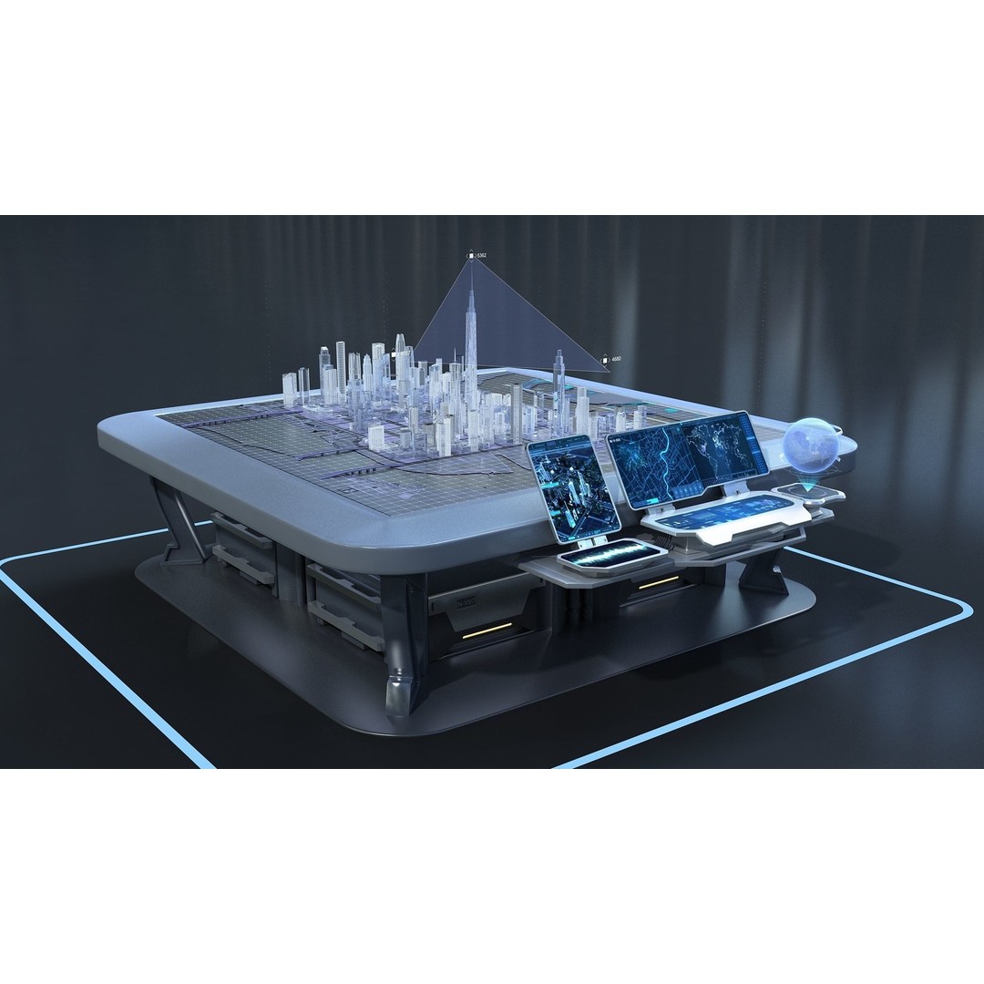 Sci-fi Holographic Table 3D Model – Futuristic Control Console, FBX - View 6