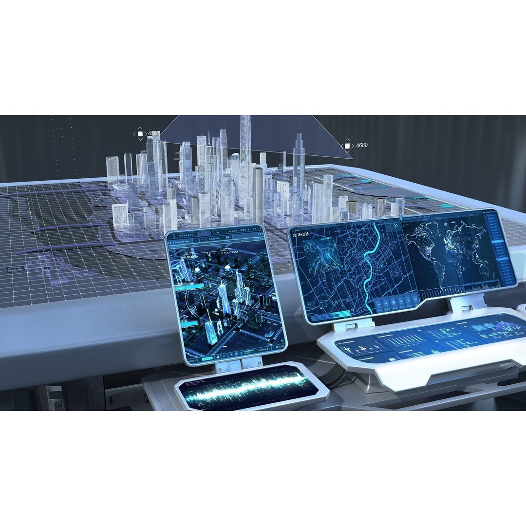Sci-fi Holographic Table 3D Model – Futuristic Control Console, FBX - View 7