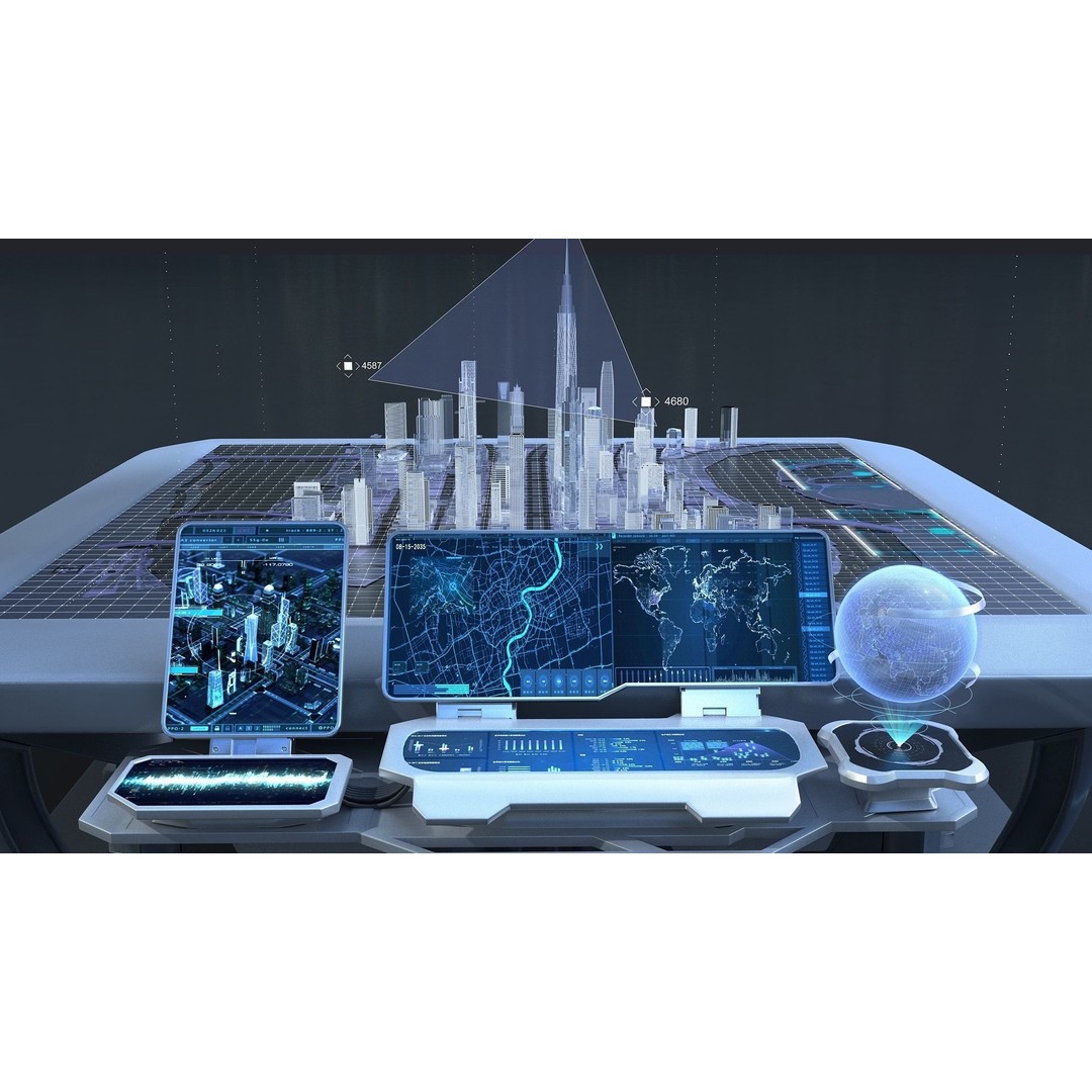 Sci-fi Holographic Table 3D Model – Futuristic Control Console, FBX - View 8
