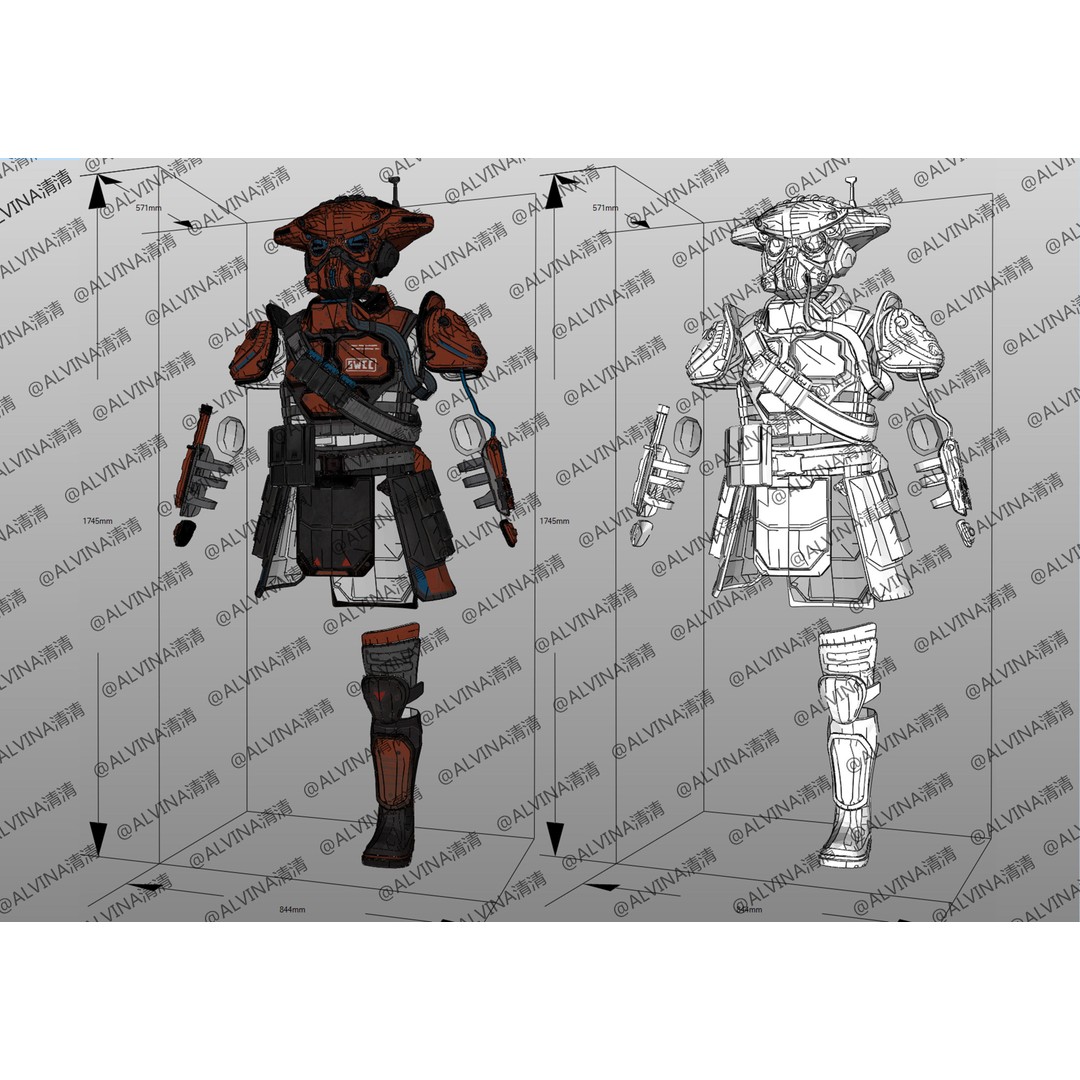 Bloodhound Armor 3D Model – Low Poly Pepakura Cosplay Template - View 4