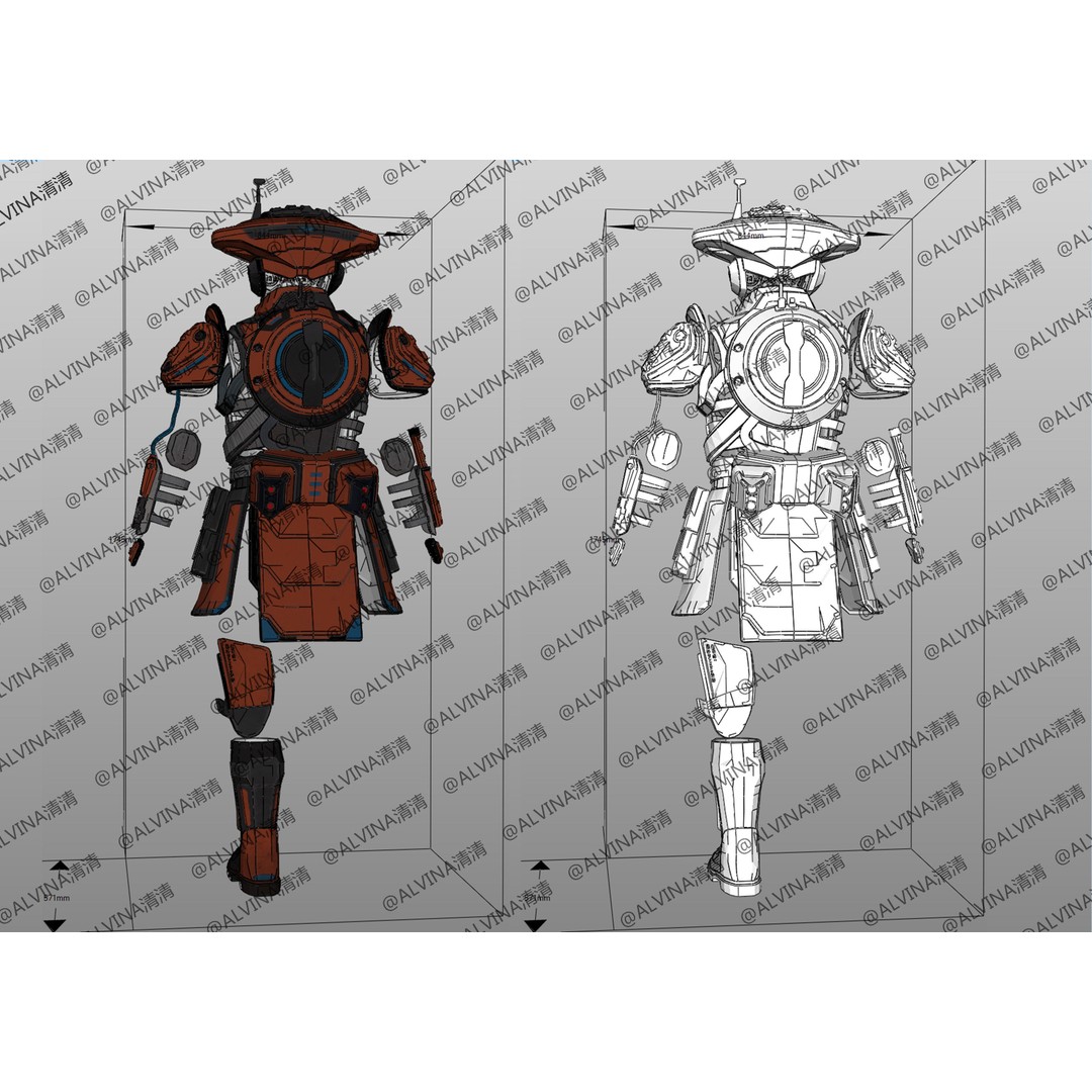 Bloodhound Armor 3D Model – Low Poly Pepakura Cosplay Template - View 5