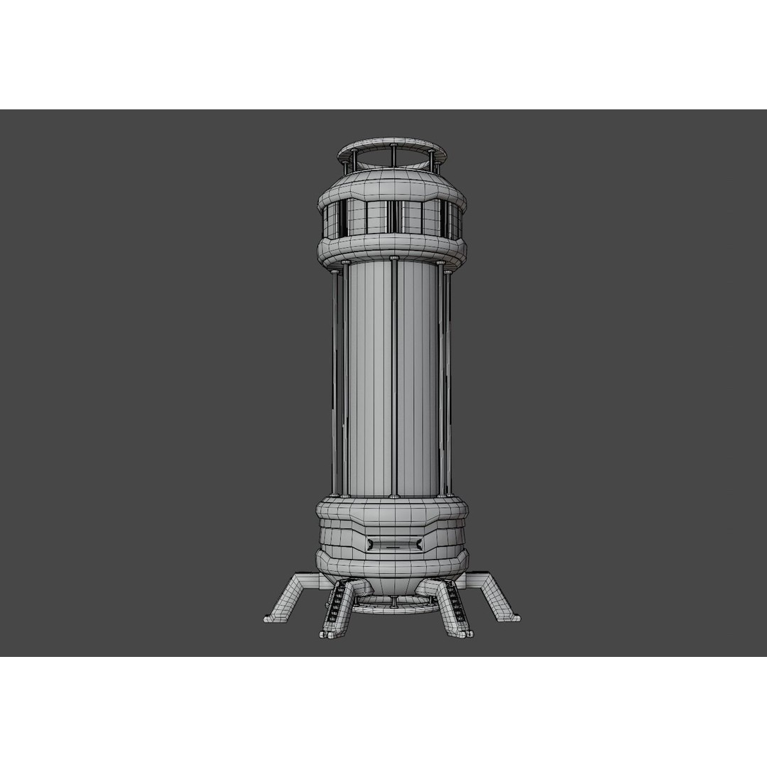 Sci-Fi Reactor 3D Model – Low Poly PBR Asset, Blender, FBX, OBJ - View 10