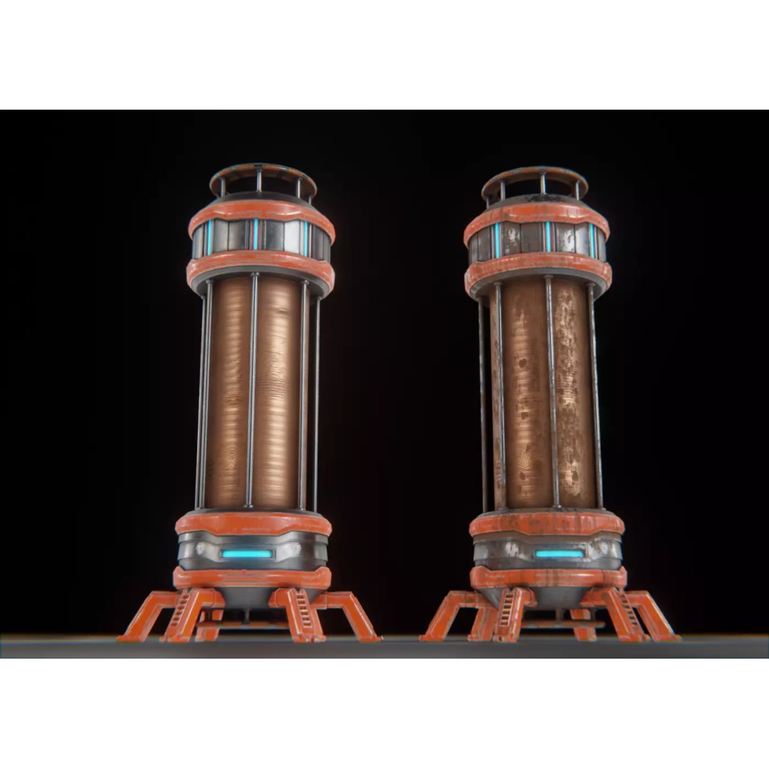 Sci-Fi Reactor 3D Model – Low Poly PBR Asset, Blender, FBX, OBJ - View 2