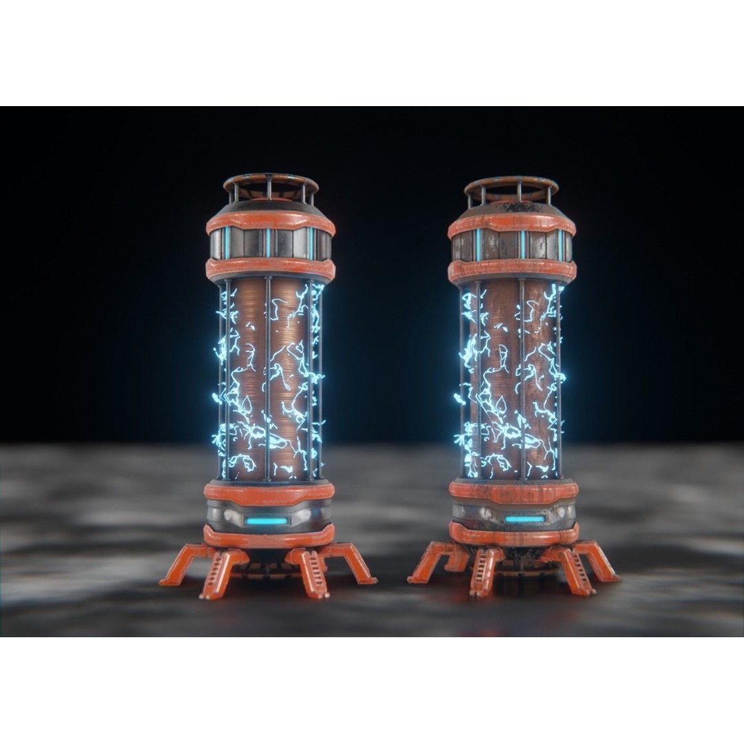 Sci-Fi Reactor 3D Model – Low Poly PBR Asset, Blender, FBX, OBJ - View 4