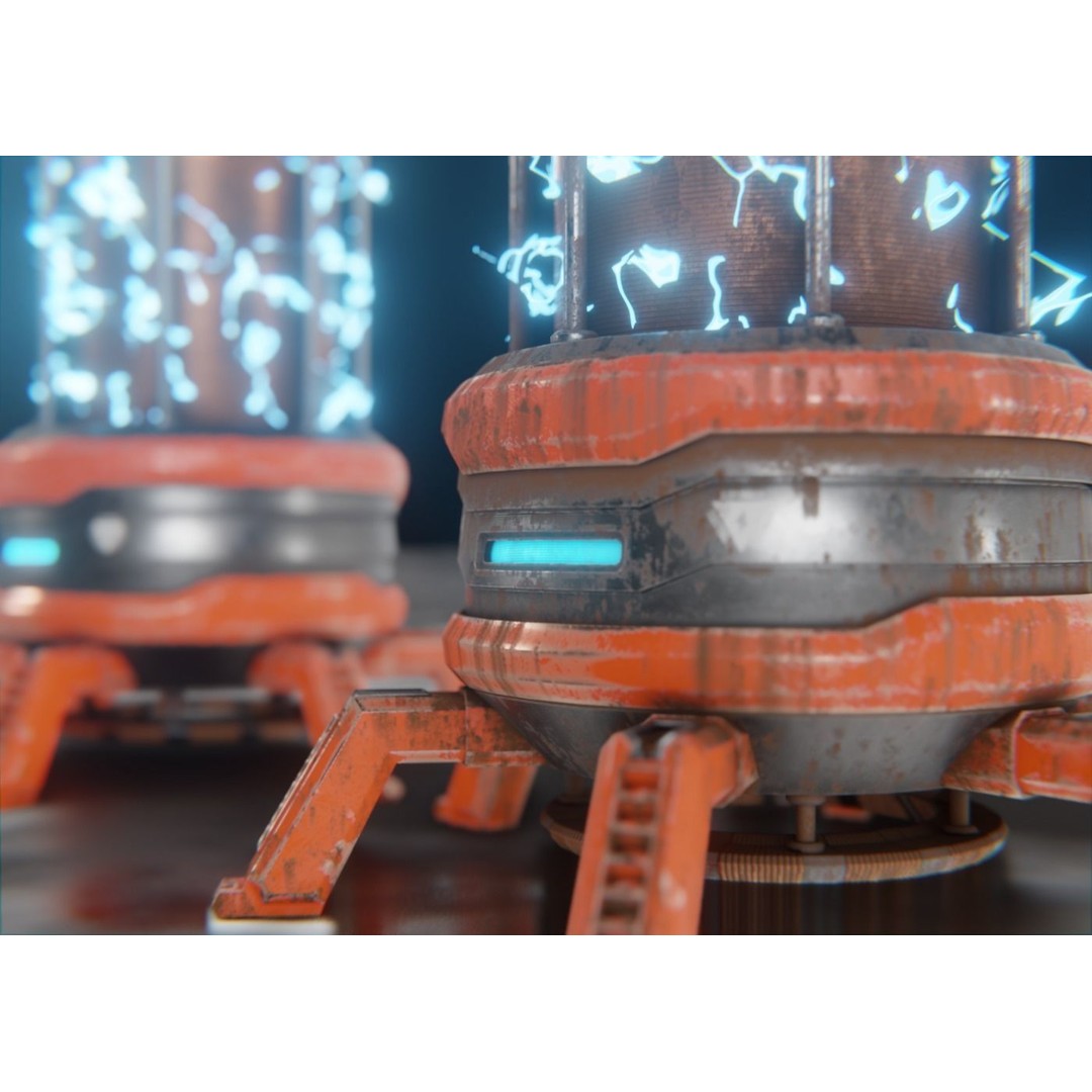 Sci-Fi Reactor 3D Model – Low Poly PBR Asset, Blender, FBX, OBJ - View 5