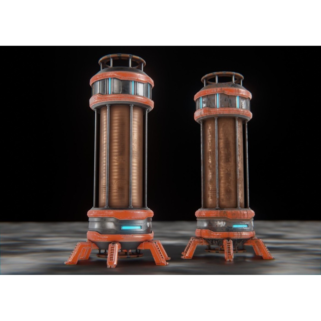 Sci-Fi Reactor 3D Model – Low Poly PBR Asset, Blender, FBX, OBJ - View 7