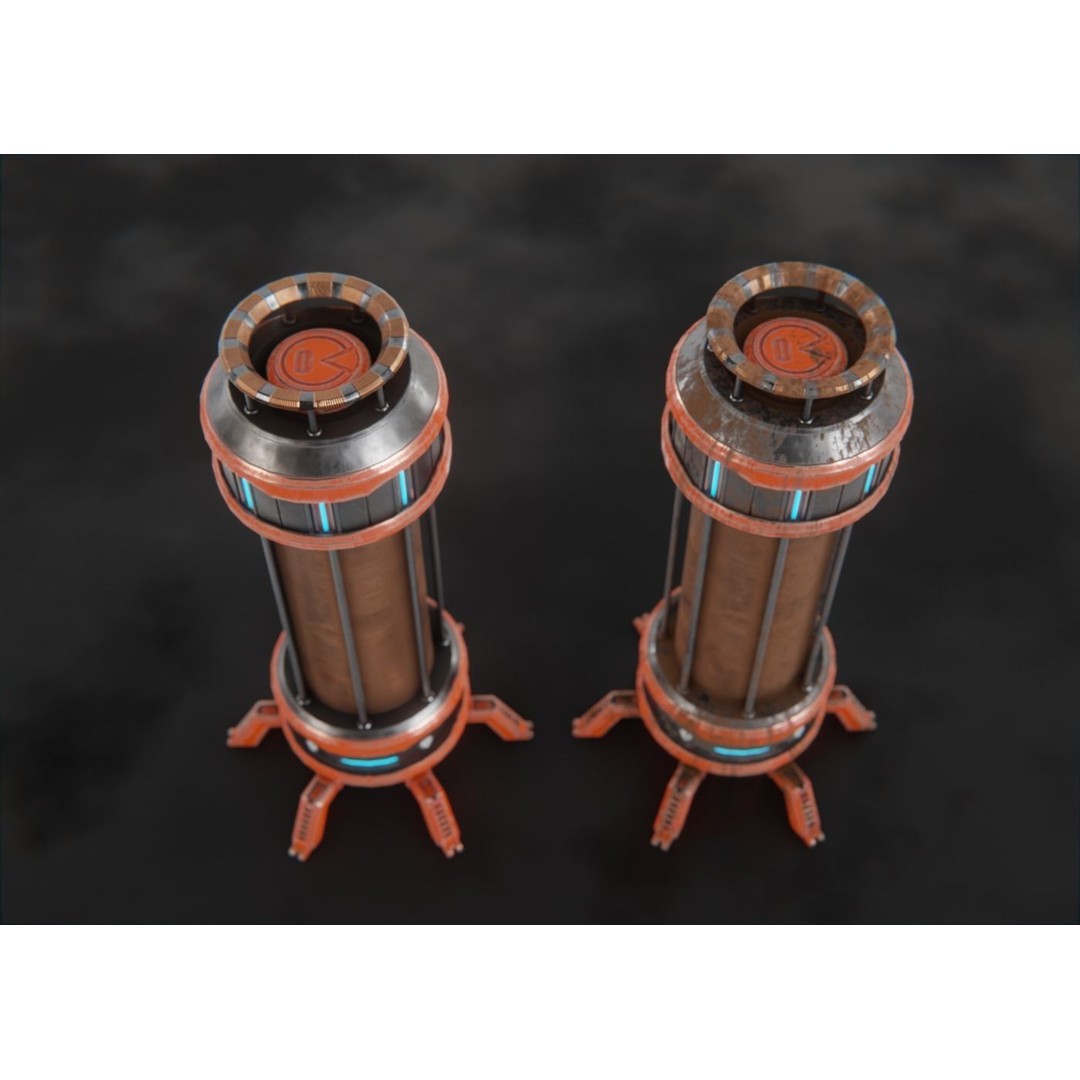 Sci-Fi Reactor 3D Model – Low Poly PBR Asset, Blender, FBX, OBJ - View 8