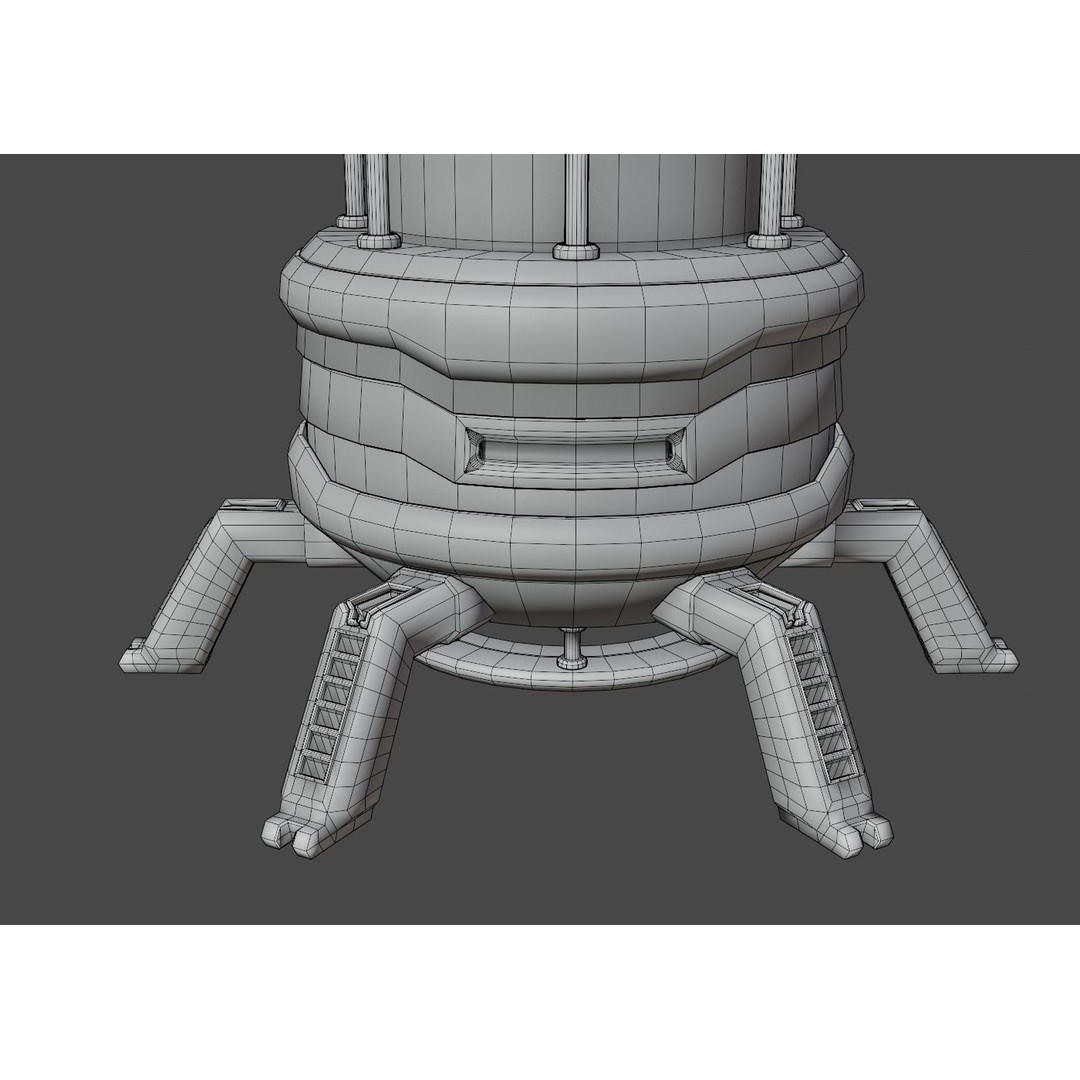 Sci-Fi Reactor 3D Model – Low Poly PBR Asset, Blender, FBX, OBJ - View 9