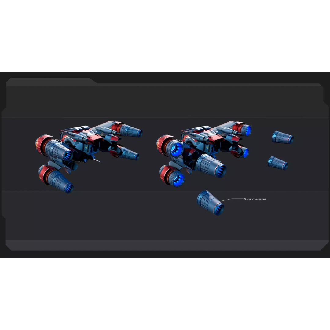 Modular SCARAB Starfighter 3D Model – Low Poly Sci-Fi Spacecraft, FBX - View 8