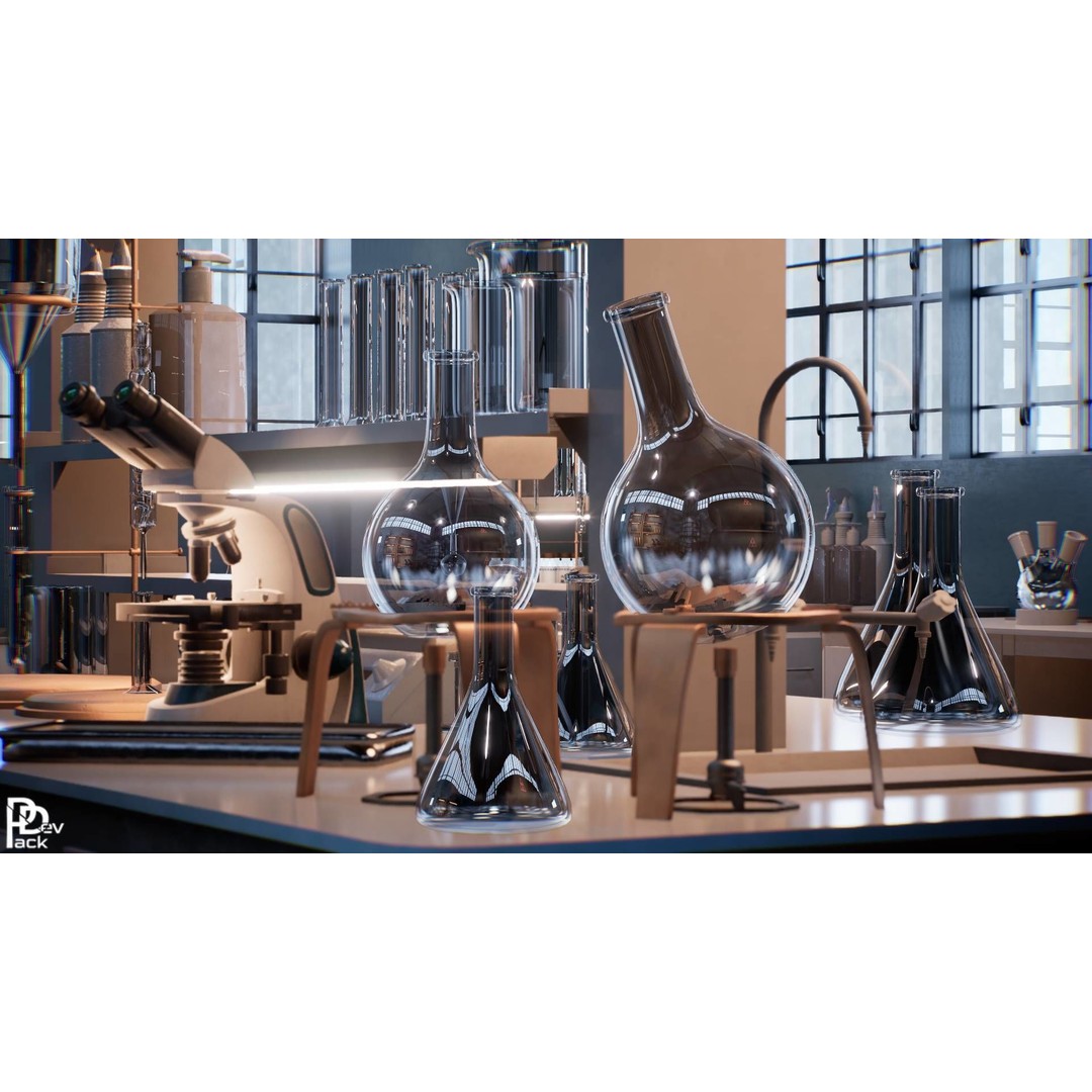 Chemical Laboratory Props 3D Model – Low Poly PBR Assets, FBX - View 12