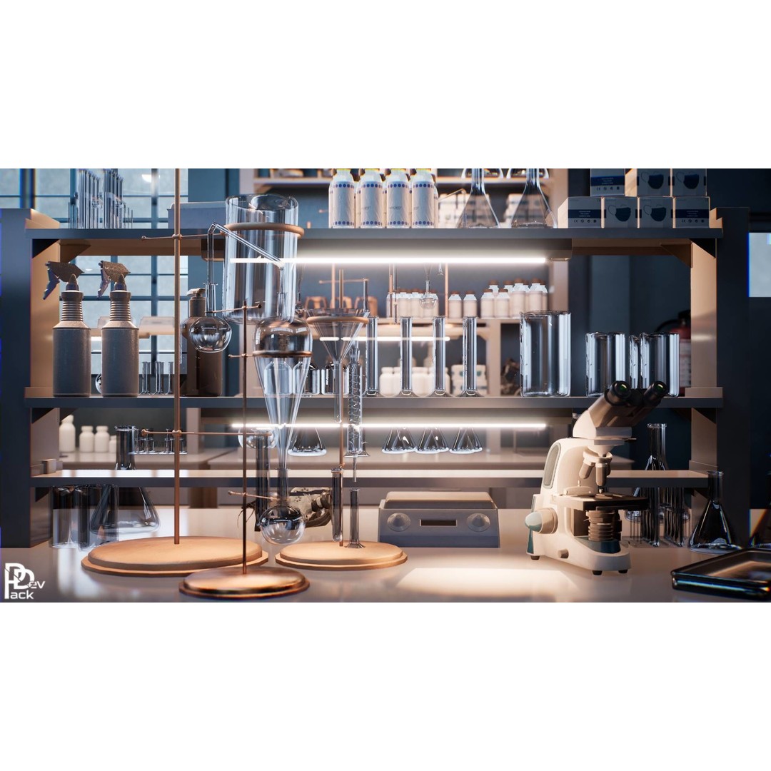 Chemical Laboratory Props 3D Model – Low Poly PBR Assets, FBX - View 14