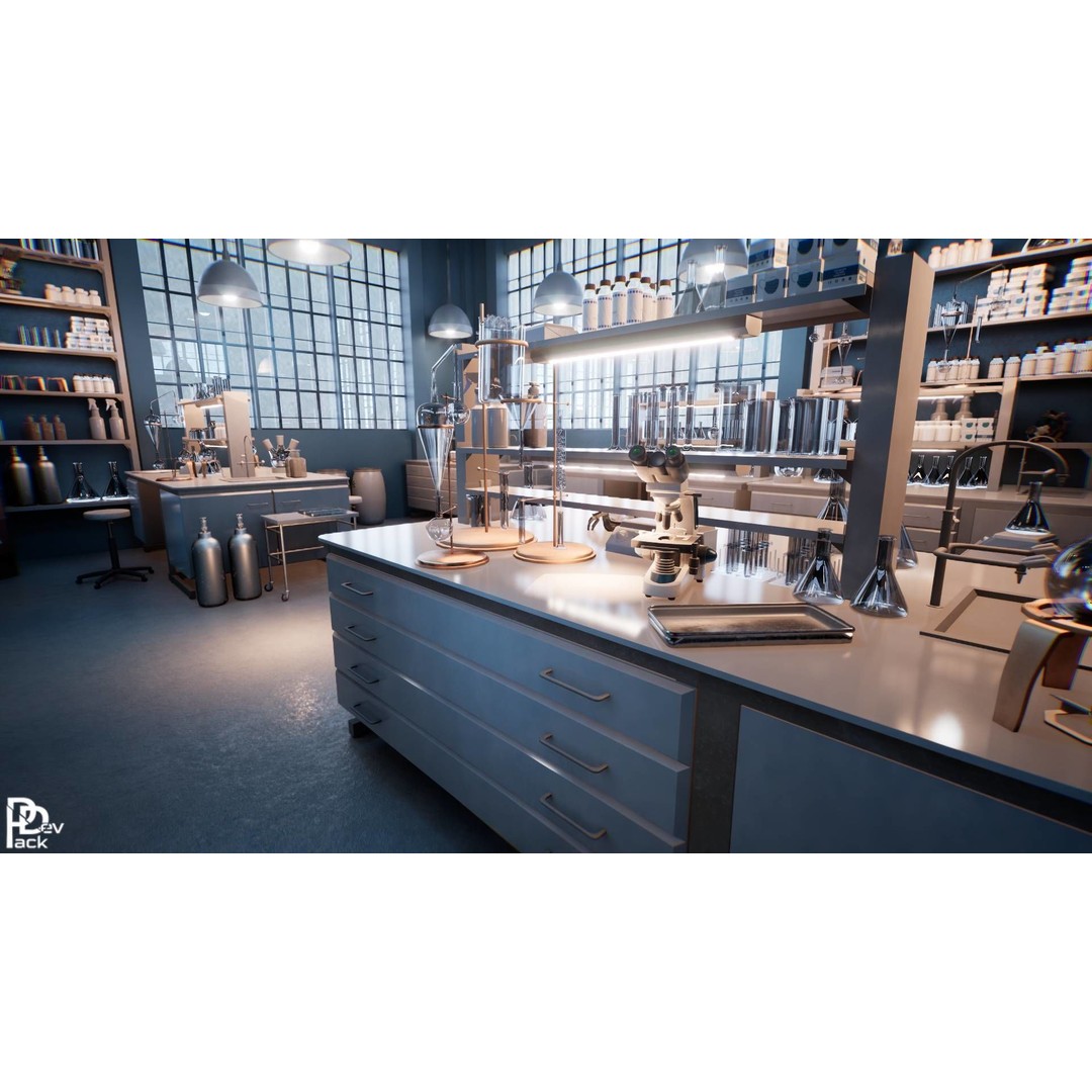 Chemical Laboratory Props 3D Model – Low Poly PBR Assets, FBX - View 15