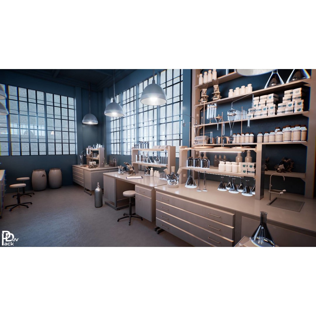 Chemical Laboratory Props 3D Model – Low Poly PBR Assets, FBX - View 16