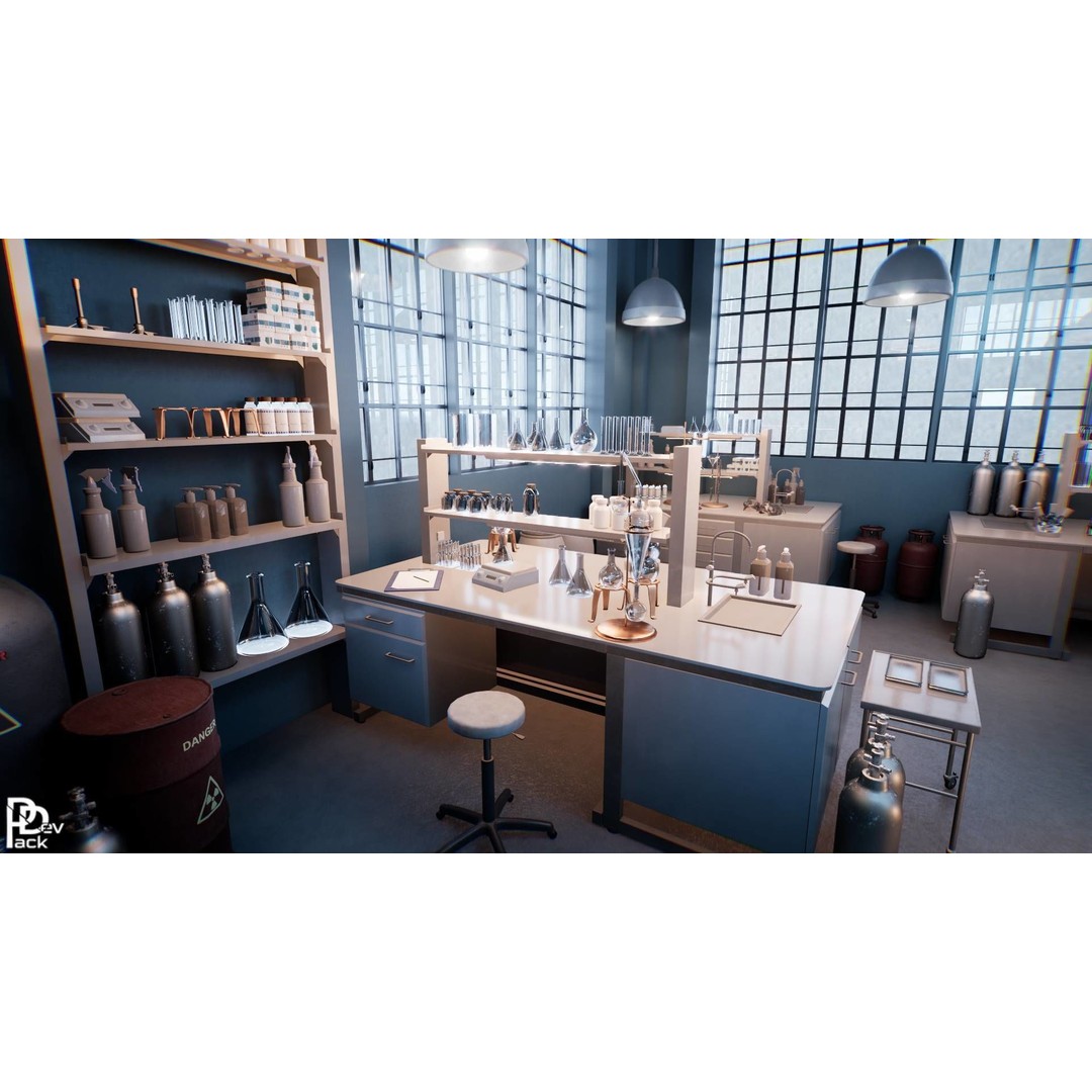 Chemical Laboratory Props 3D Model – Low Poly PBR Assets, FBX - View 17