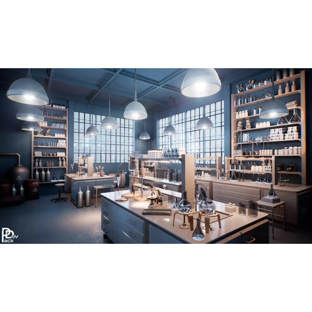 Chemical Laboratory Props 3D Model – Low Poly PBR Assets, FBX - View 2