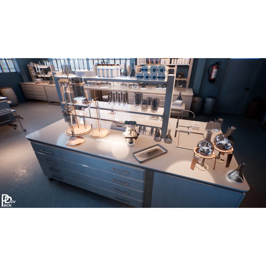 Chemical Laboratory Props 3D Model – Low Poly PBR Assets, FBX - View 6