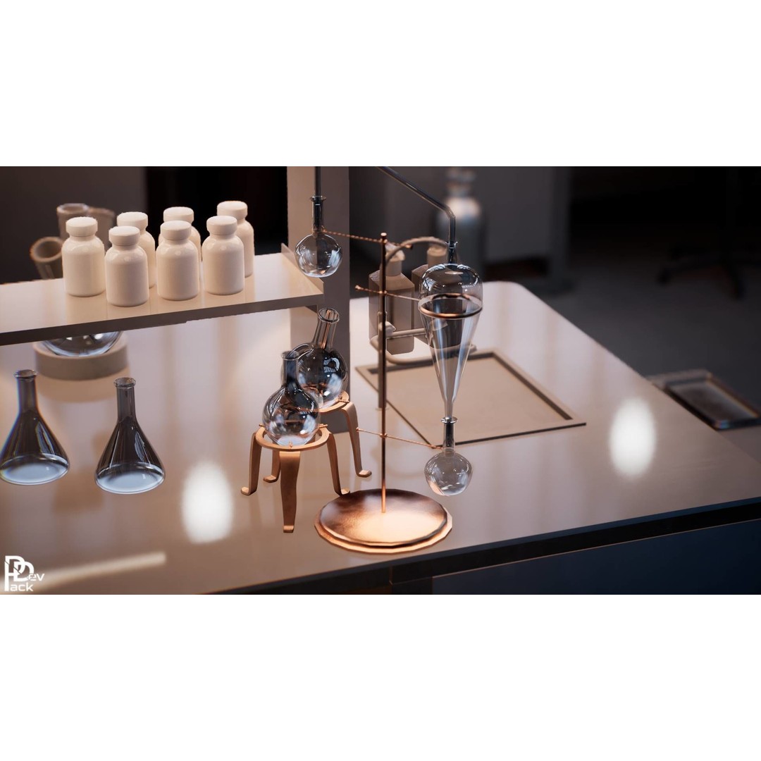 Chemical Laboratory Props 3D Model – Low Poly PBR Assets, FBX - View 8