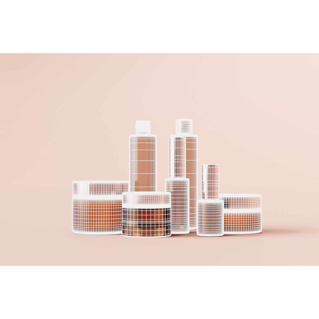 Cosmetic Bottles 3D Model – High Poly Realistic Packaging, FBX & OBJ - View 5