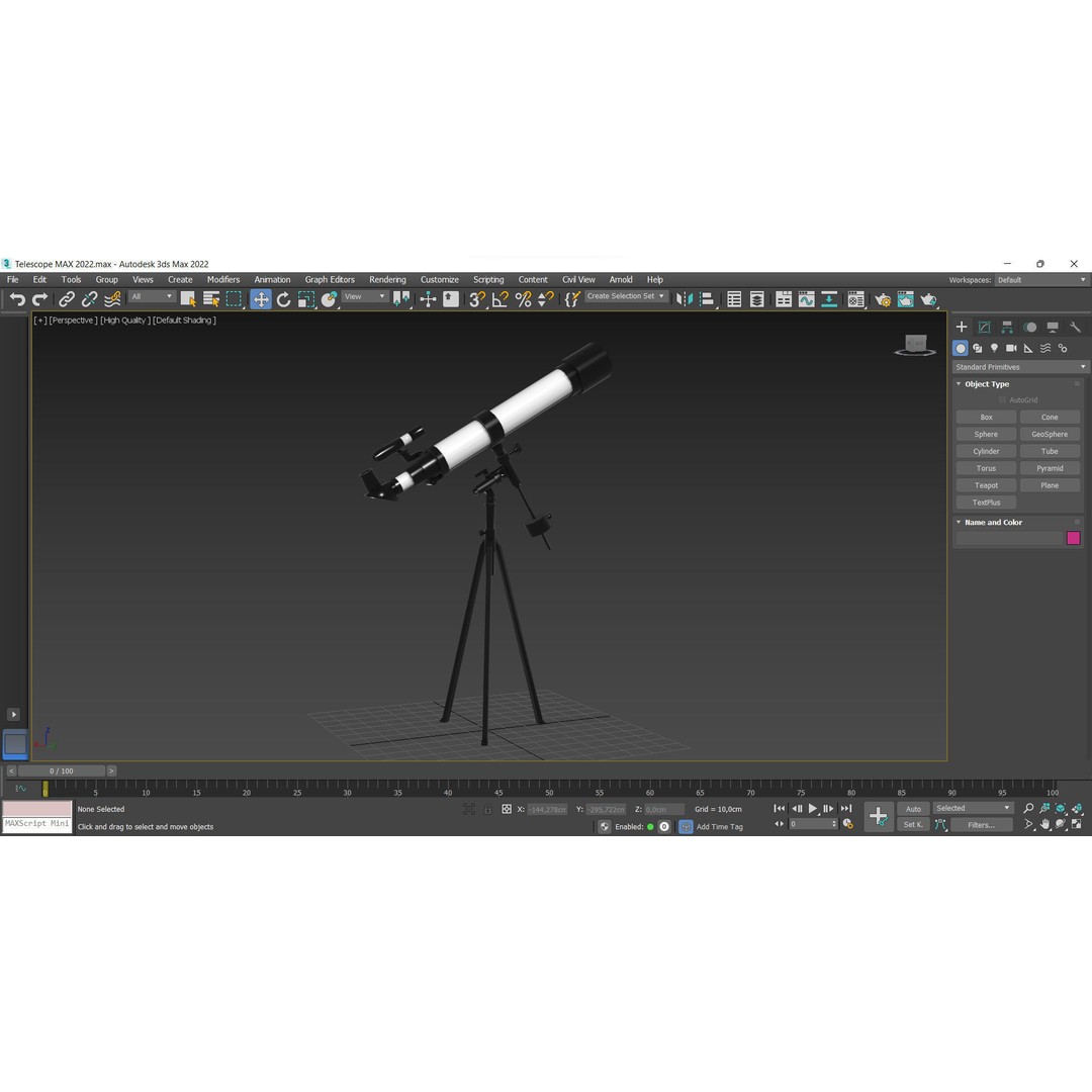 Telescope 3D Model – Low Poly Game Asset, FBX, OBJ, Blender - View 11