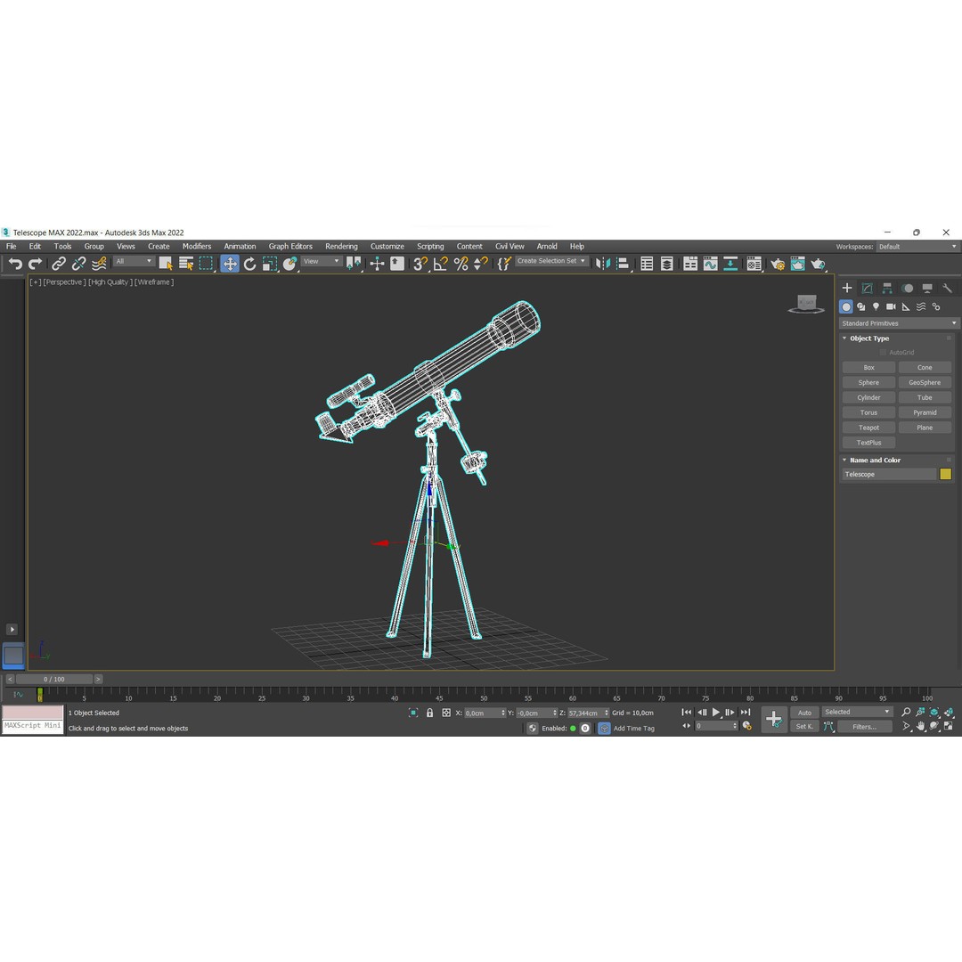 Telescope 3D Model – Low Poly Game Asset, FBX, OBJ, Blender - View 12