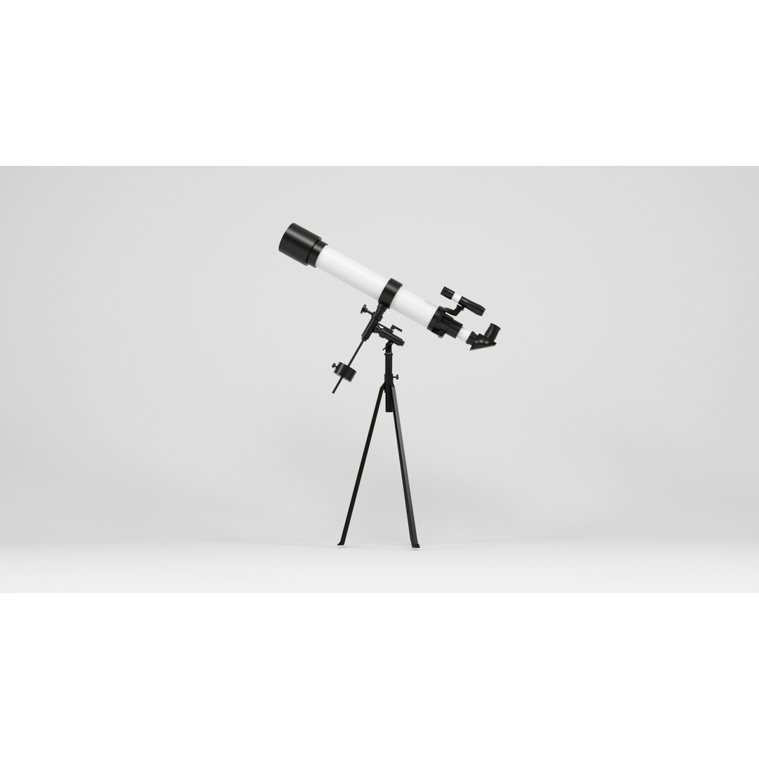 Telescope 3D Model – Low Poly Game Asset, FBX, OBJ, Blender - View 3