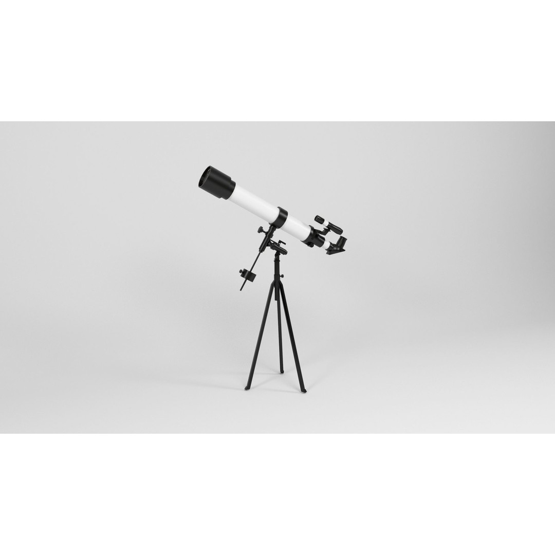 Telescope 3D Model – Low Poly Game Asset, FBX, OBJ, Blender - View 4