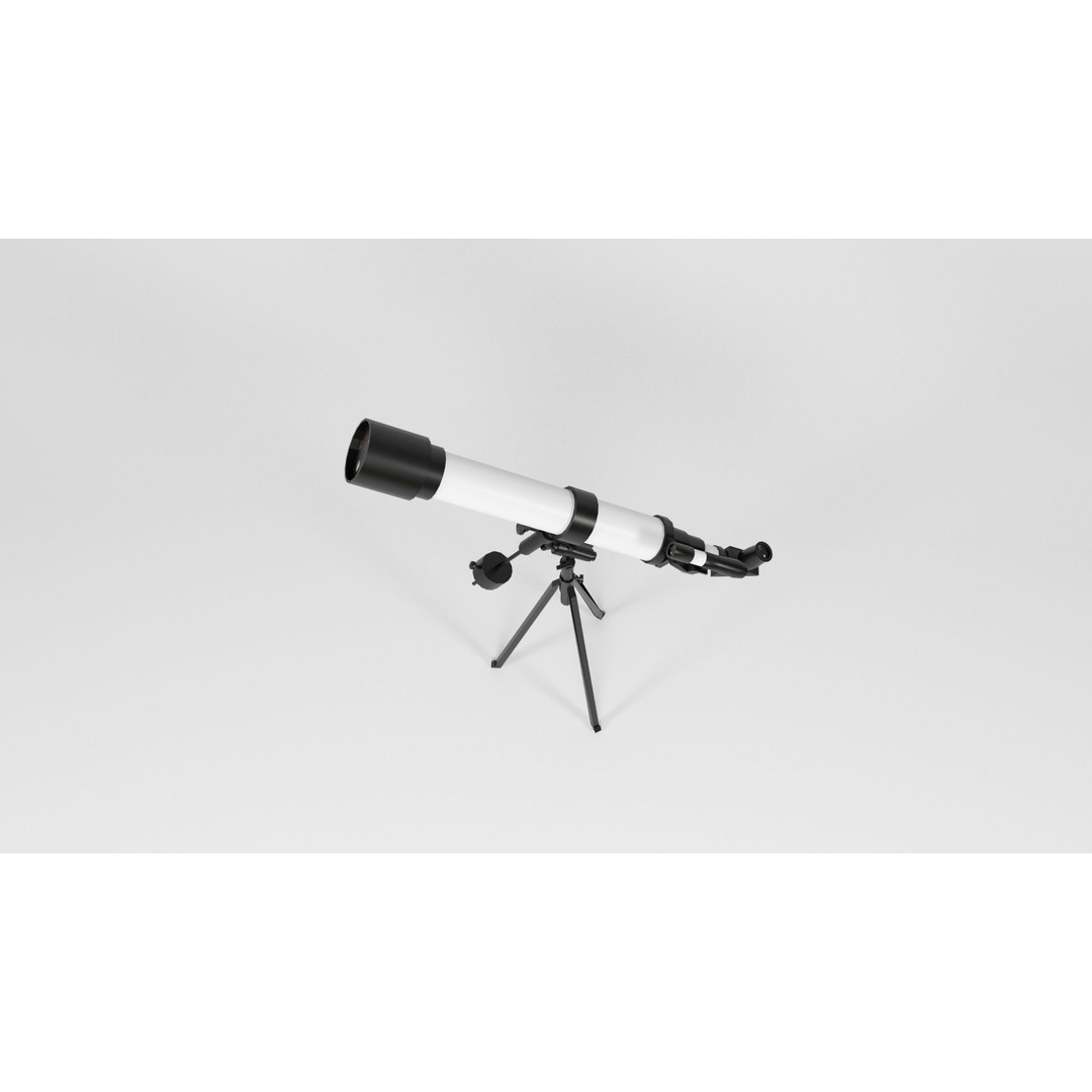Telescope 3D Model – Low Poly Game Asset, FBX, OBJ, Blender - View 5