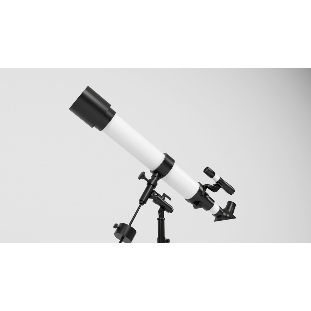 Telescope 3D Model – Low Poly Game Asset, FBX, OBJ, Blender - View 7