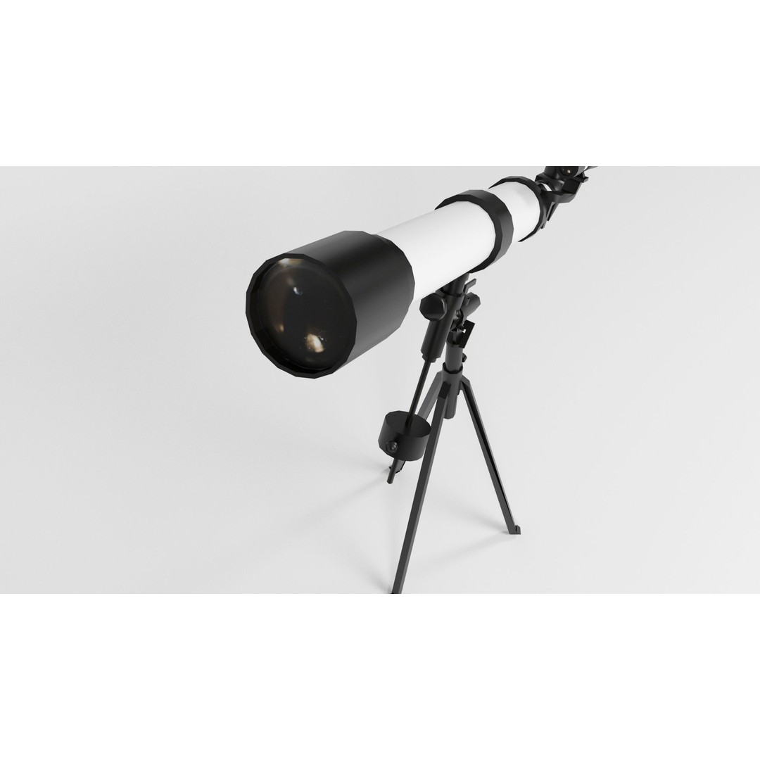 Telescope 3D Model – Low Poly Game Asset, FBX, OBJ, Blender - View 8