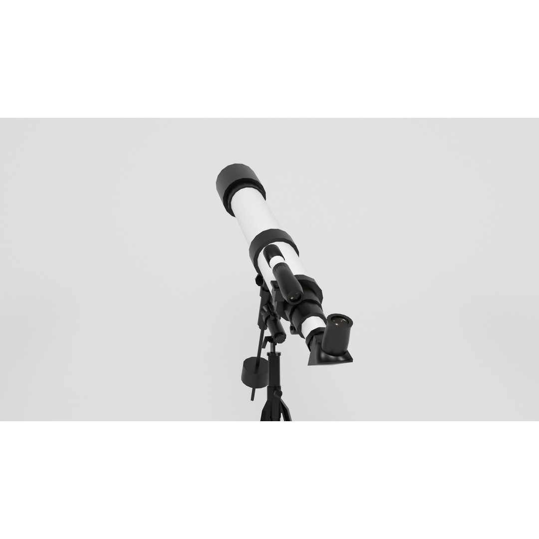 Telescope 3D Model – Low Poly Game Asset, FBX, OBJ, Blender - View 9