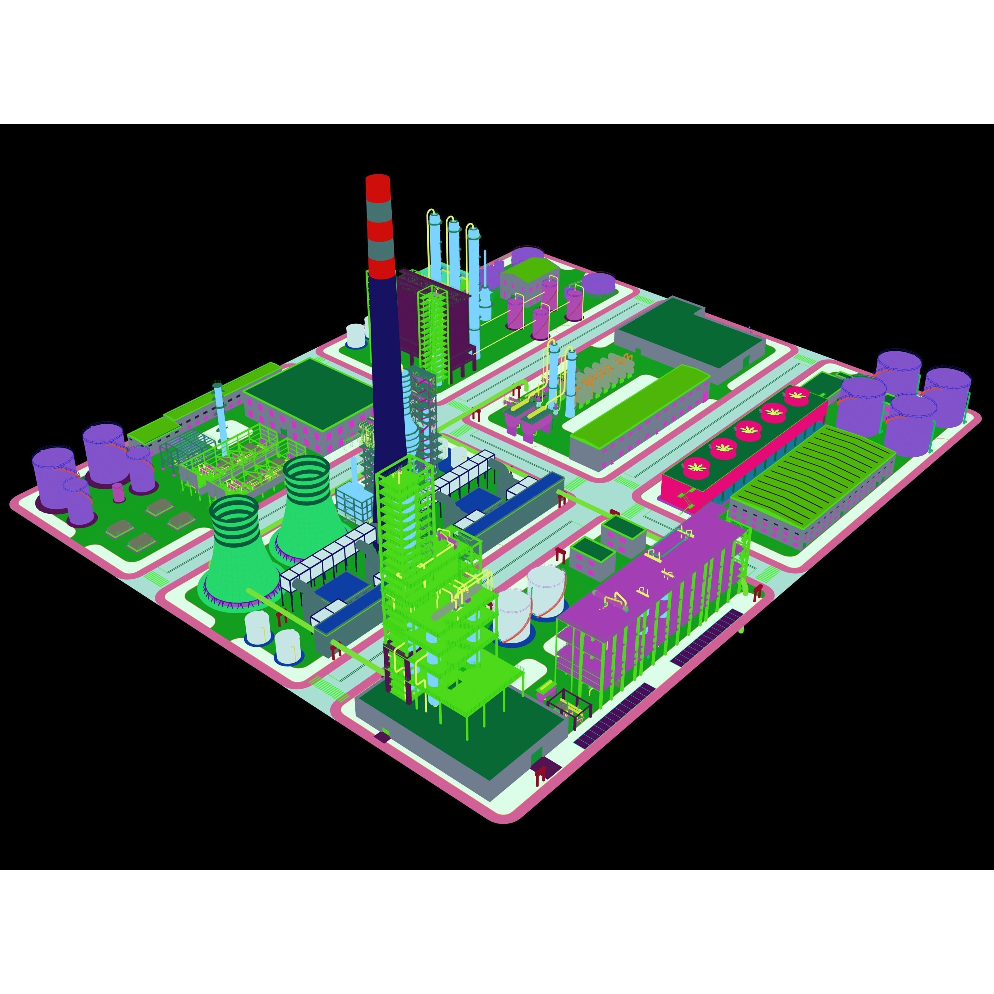 Huge Refinery - Game-Ready 3D Model