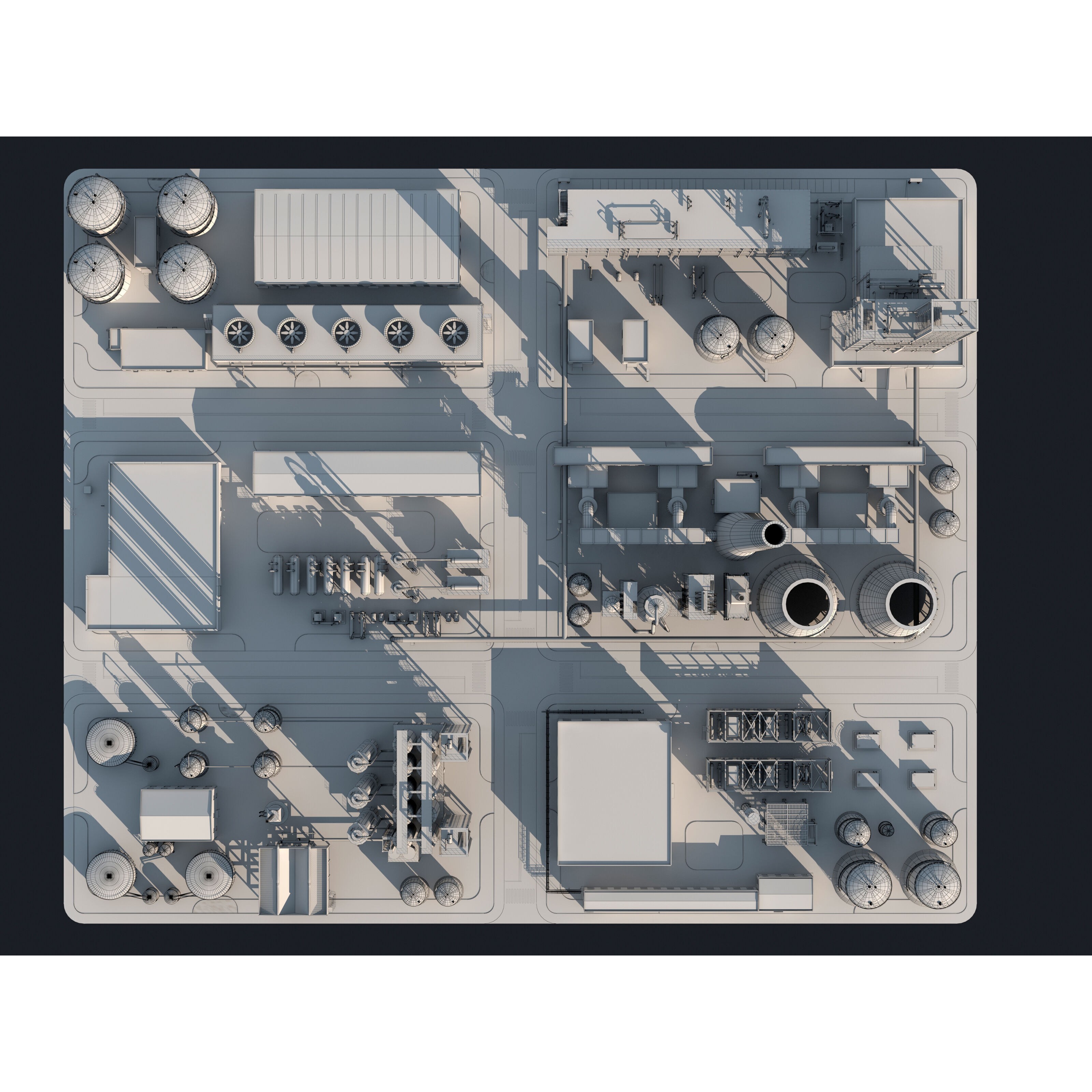 Huge Refinery - Game-Ready 3D Model - View 10