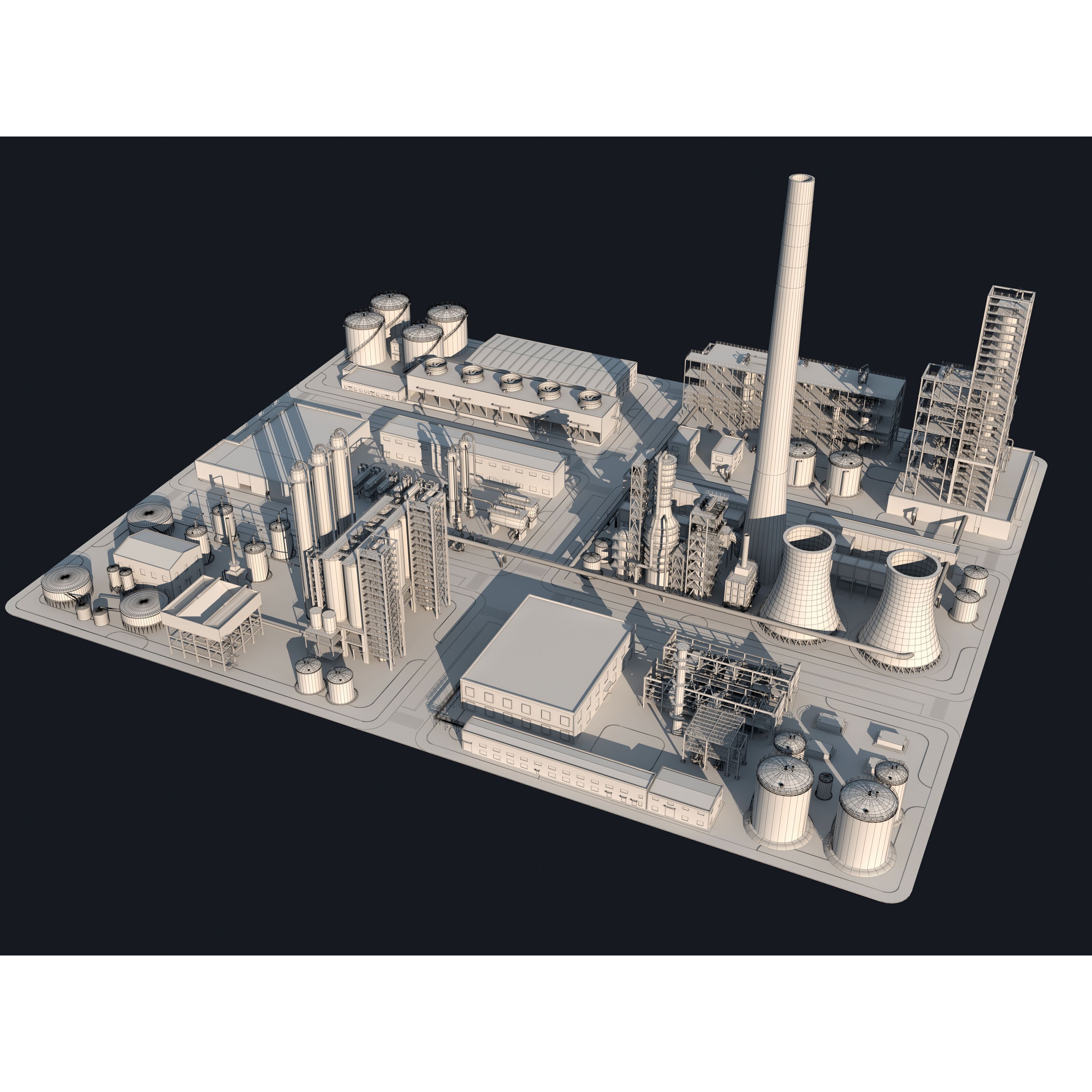Huge Refinery - Game-Ready 3D Model - View 11