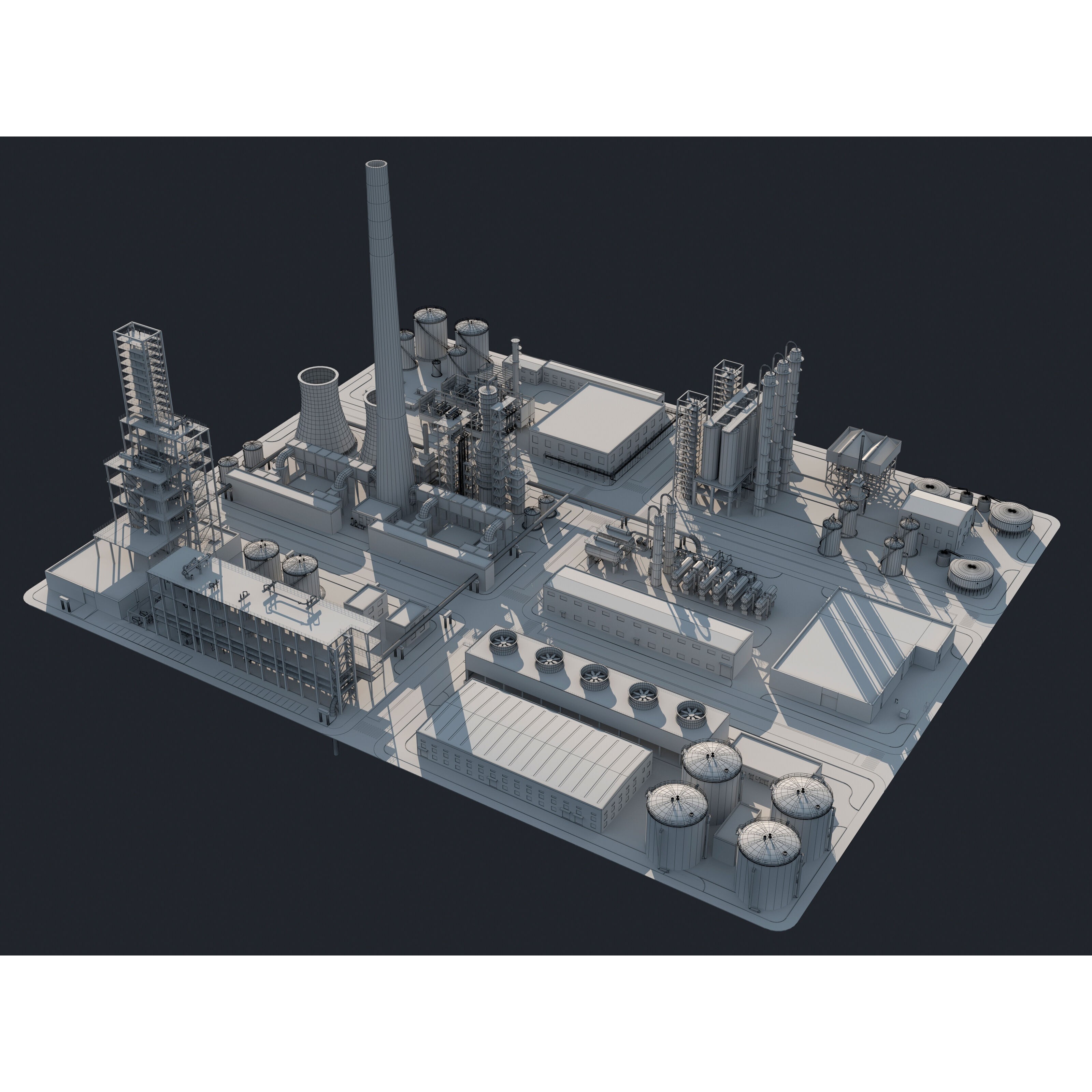 Huge Refinery - Game-Ready 3D Model - View 12