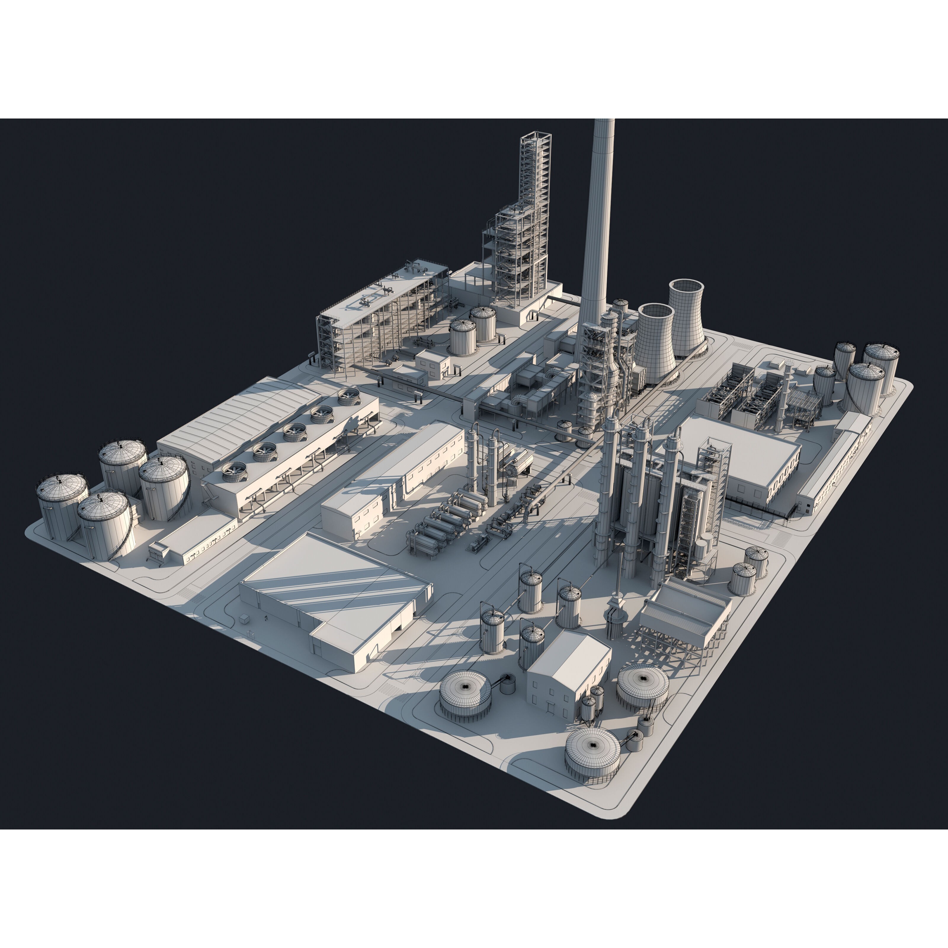 Huge Refinery - Game-Ready 3D Model - View 13